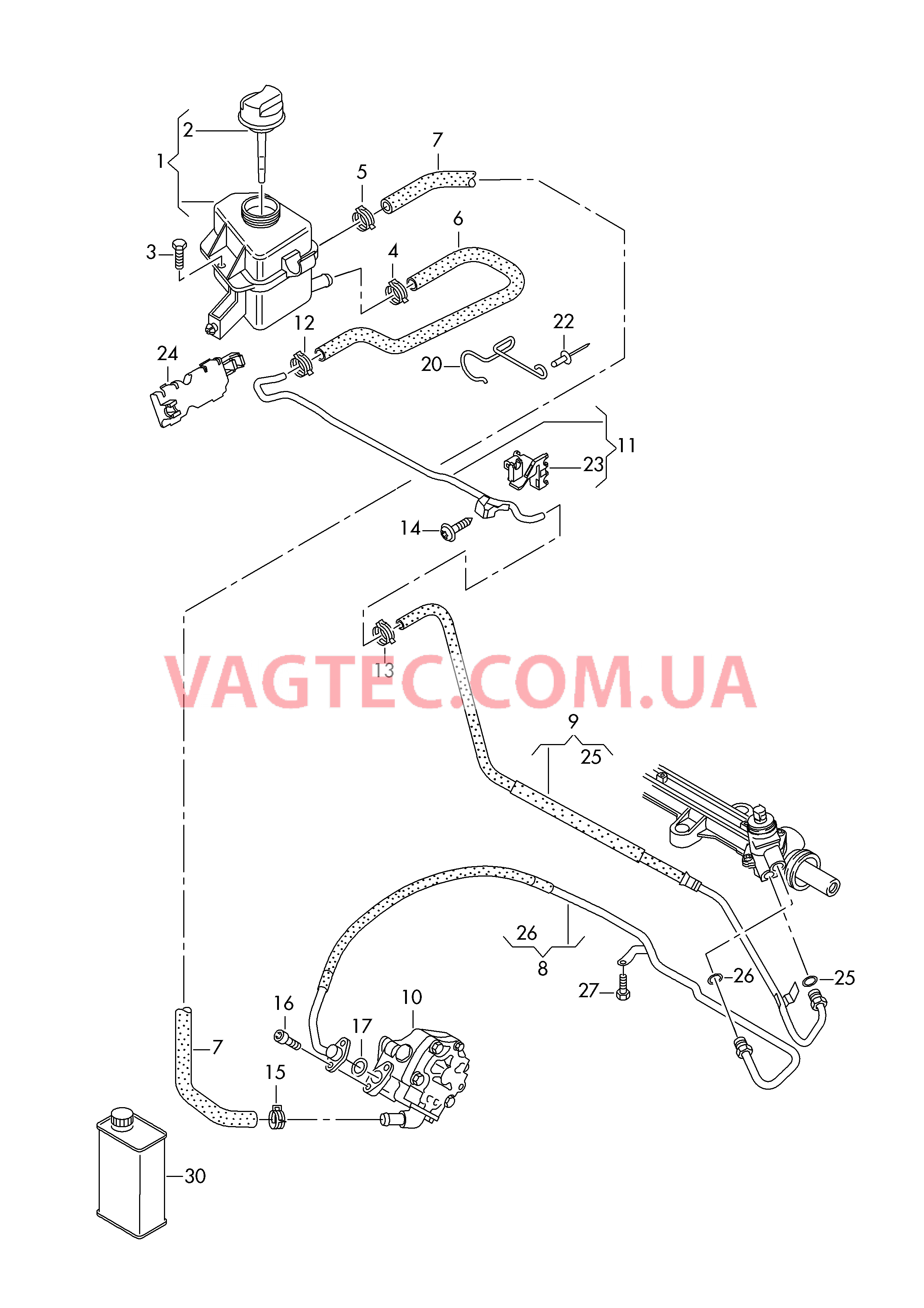 Масляный бачок с соединительными деталями, шлангами  для ГУРа  для VOLKSWAGEN Transporter 2014