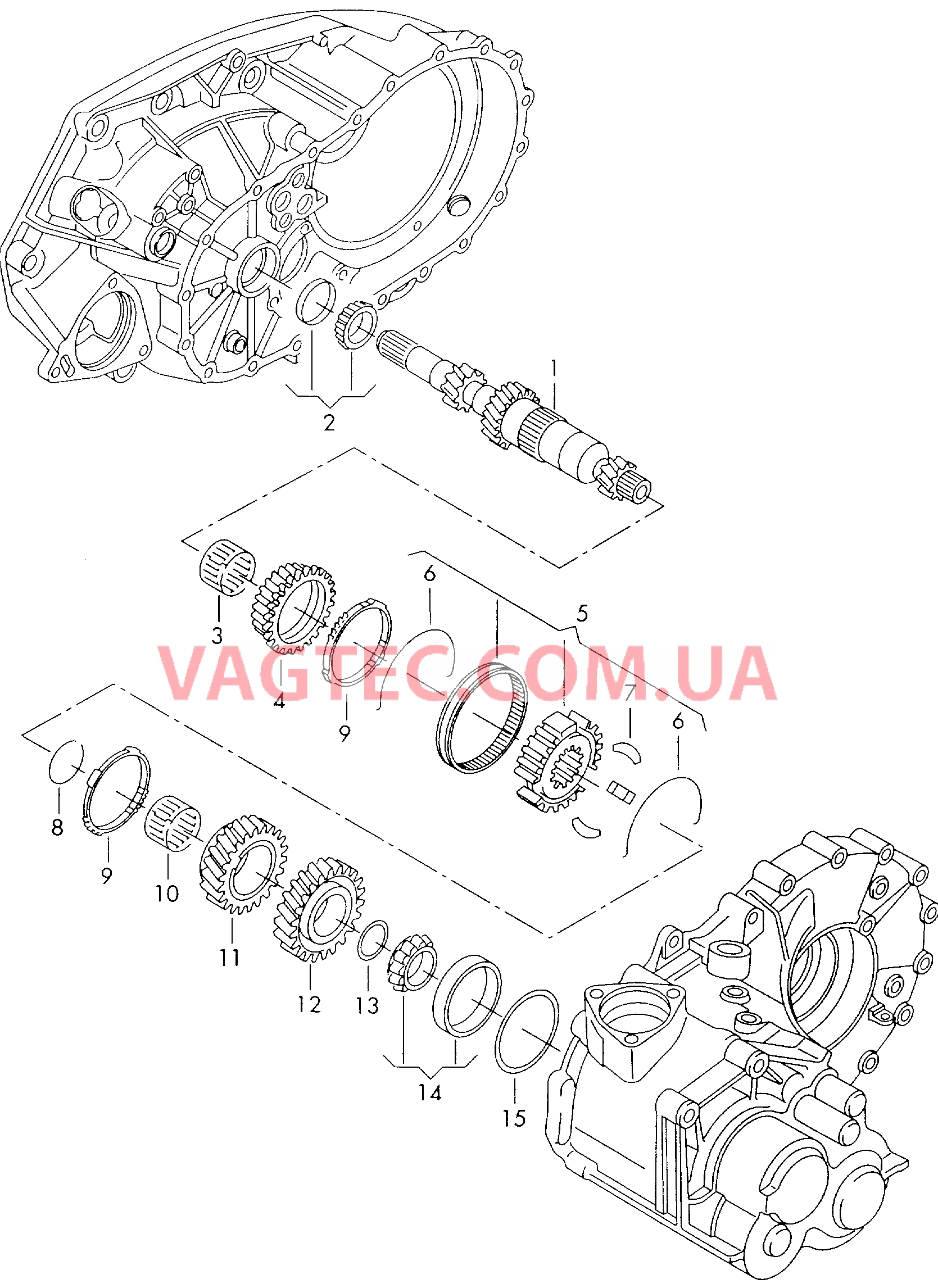 КолEса и валы для 5-ступ. механической КП Первичный вал  для VOLKSWAGEN Transporter 2000