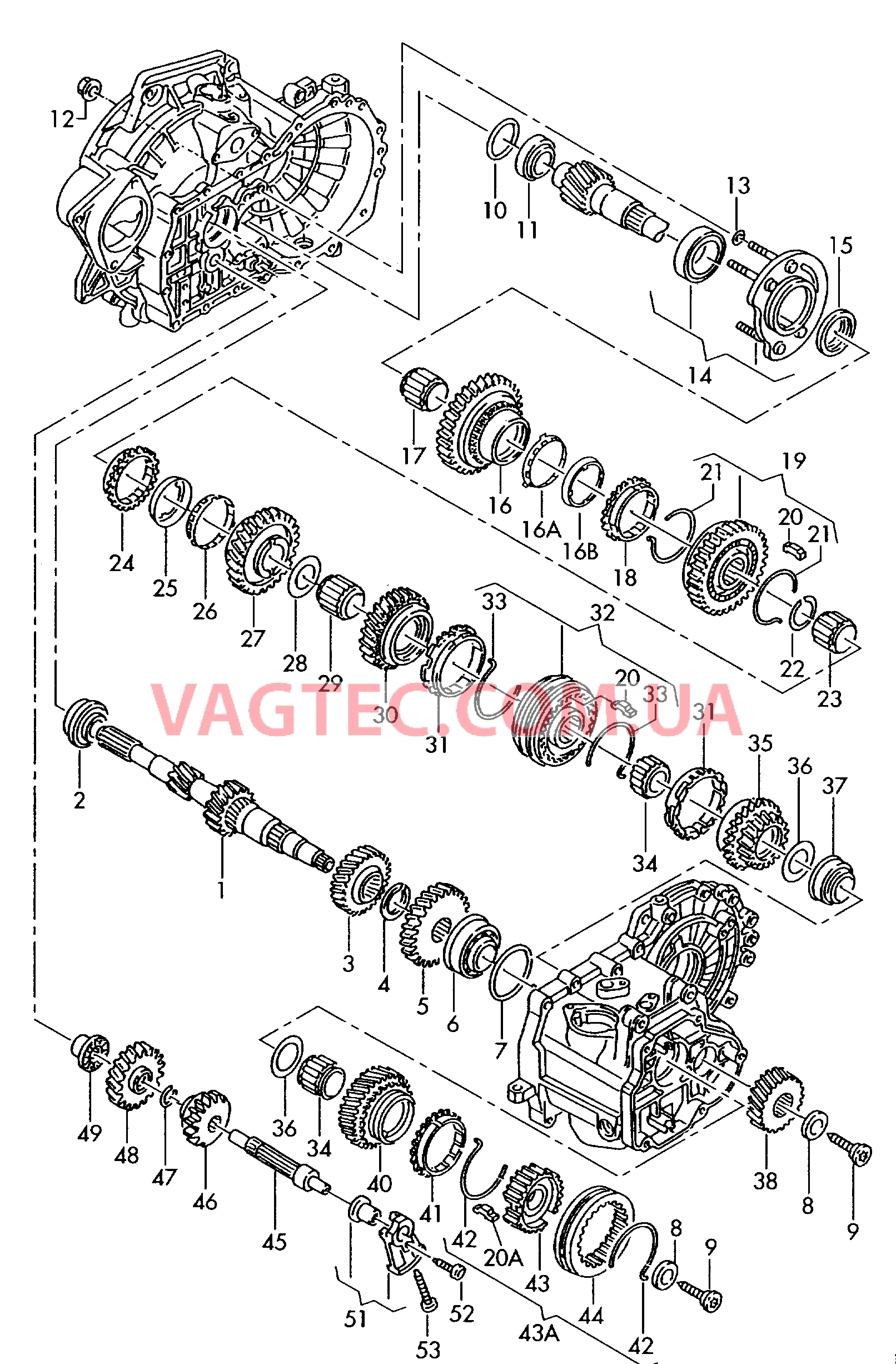 КолEса и валы для 5-ступ. механической КП  для VOLKSWAGEN Transporter 2003