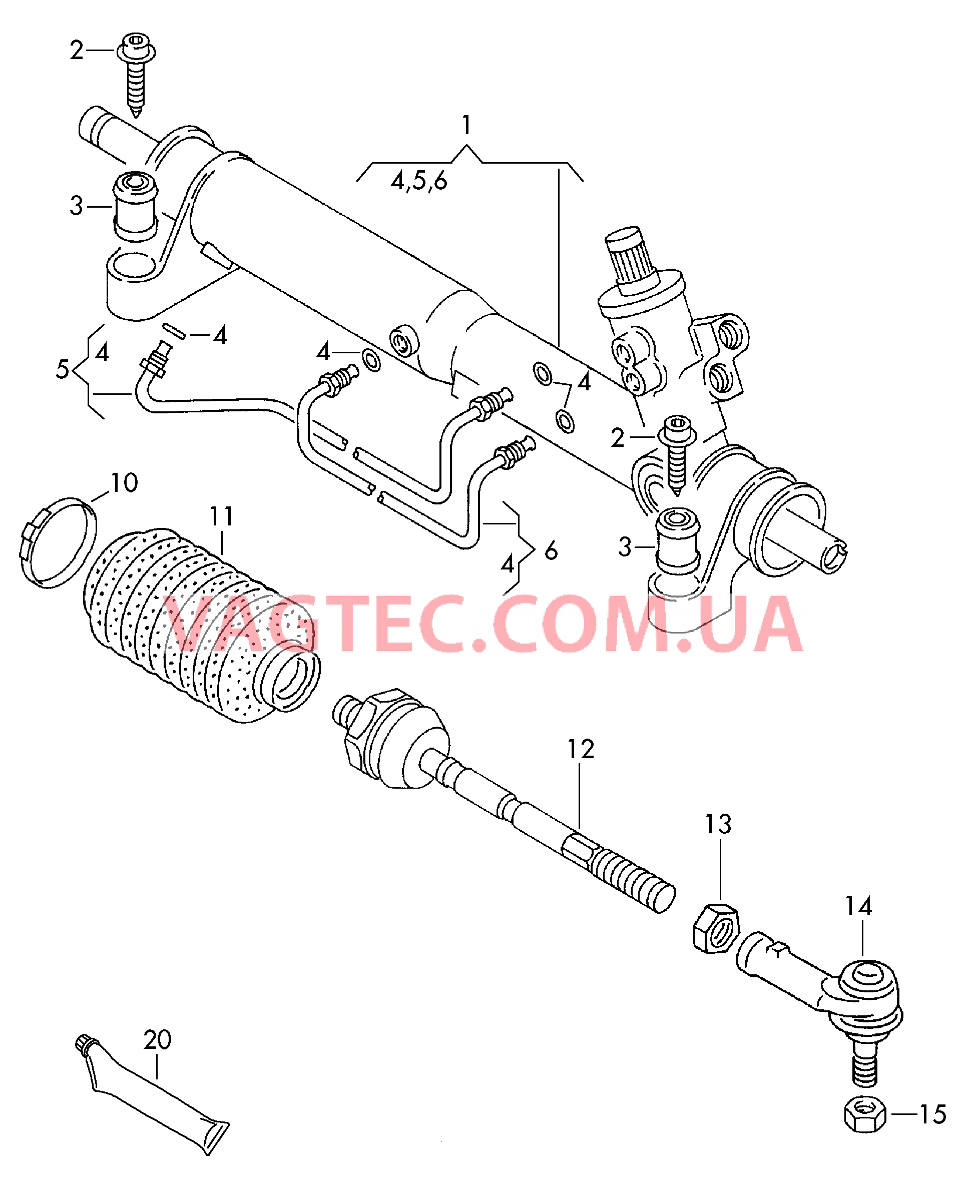 Рулевой механизм Поперечная рулевая тяга   F 70-2-049 001>> F 70-2X042 001>> для VOLKSWAGEN Transporter 2002