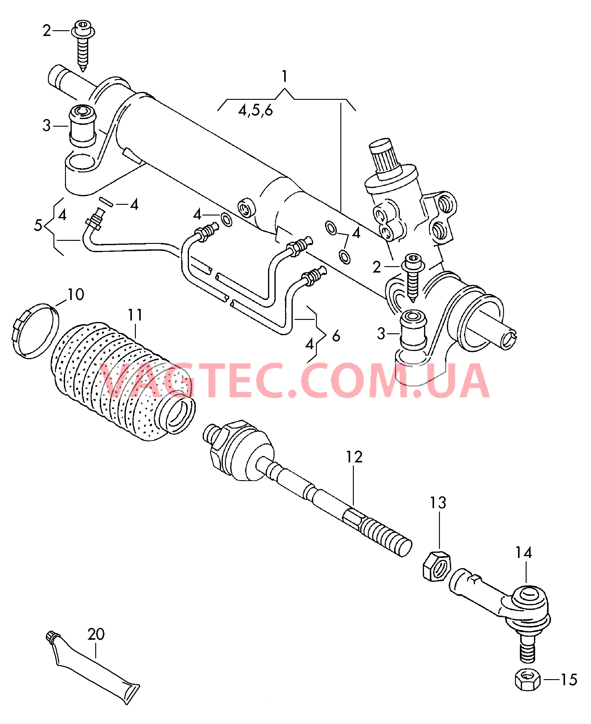 Рулевой механизм Поперечная рулевая тяга   F 70-2-049 001>> F 70-2X042 001>> для VOLKSWAGEN Transporter 2004