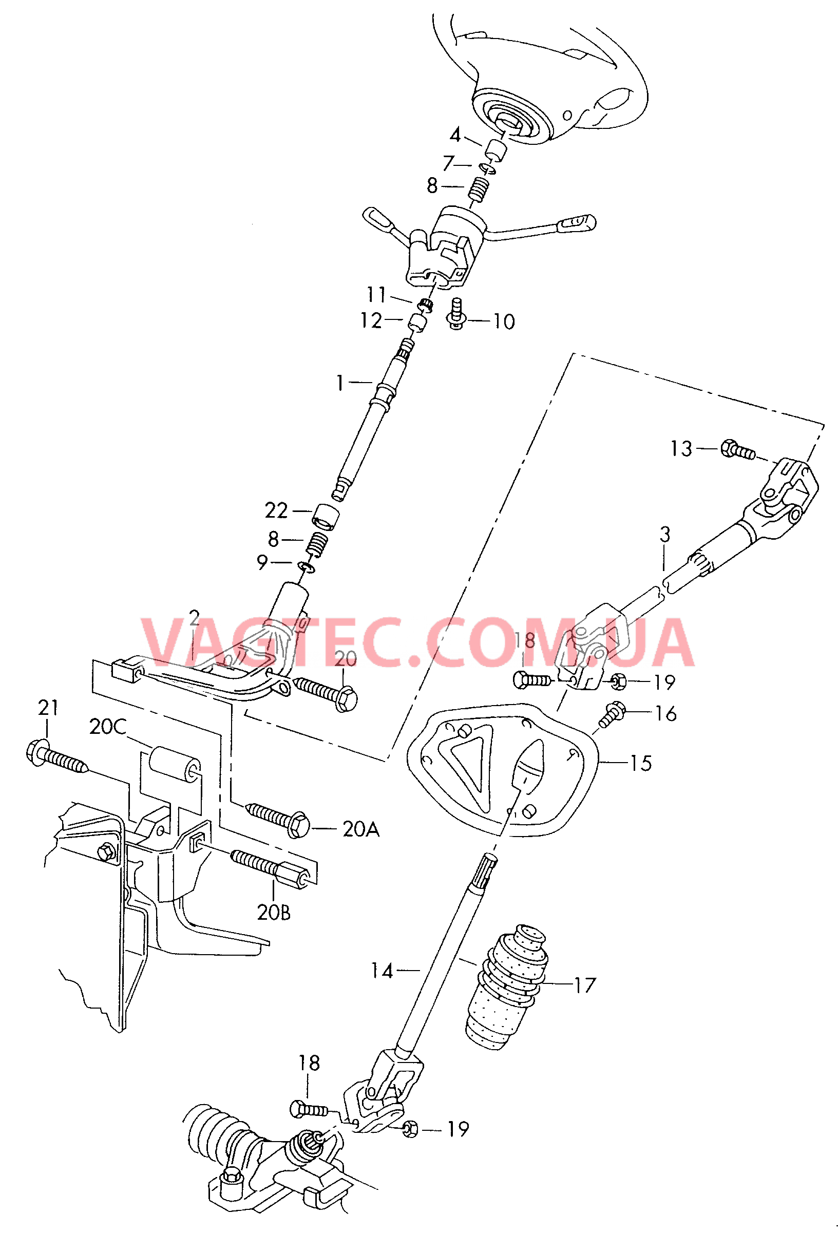 Рулевой вал Труба рулевой колонки   F             >> 70-X-001 996 для VOLKSWAGEN Transporter 2002