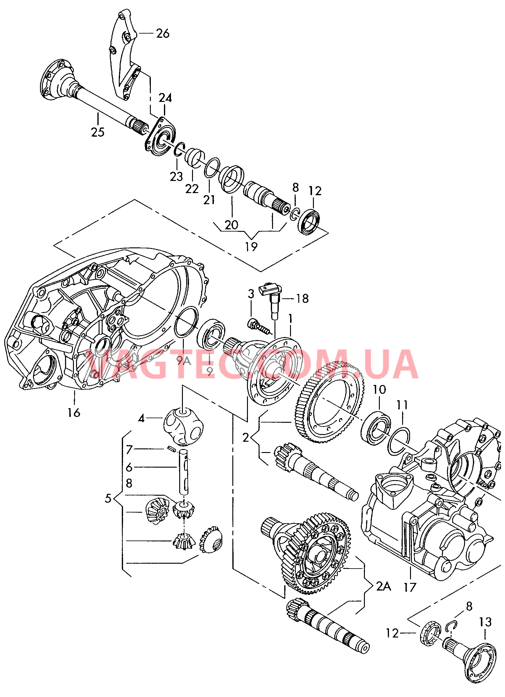 Дифференциал Агрегат, приводной для 5-ступ. механической КП  для VOLKSWAGEN Transporter 2003