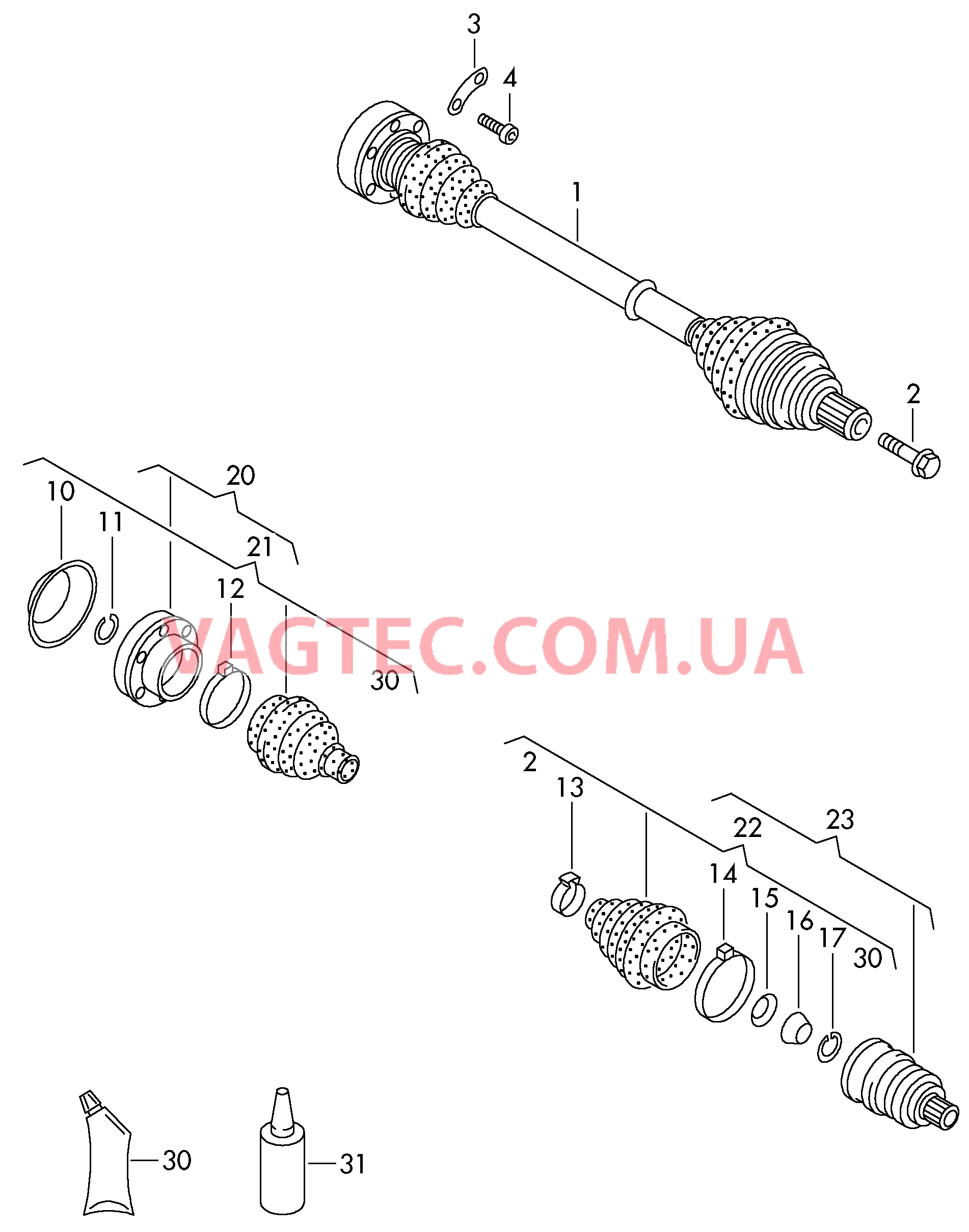 Приводной вал для механической КП  для VOLKSWAGEN Transporter 2002