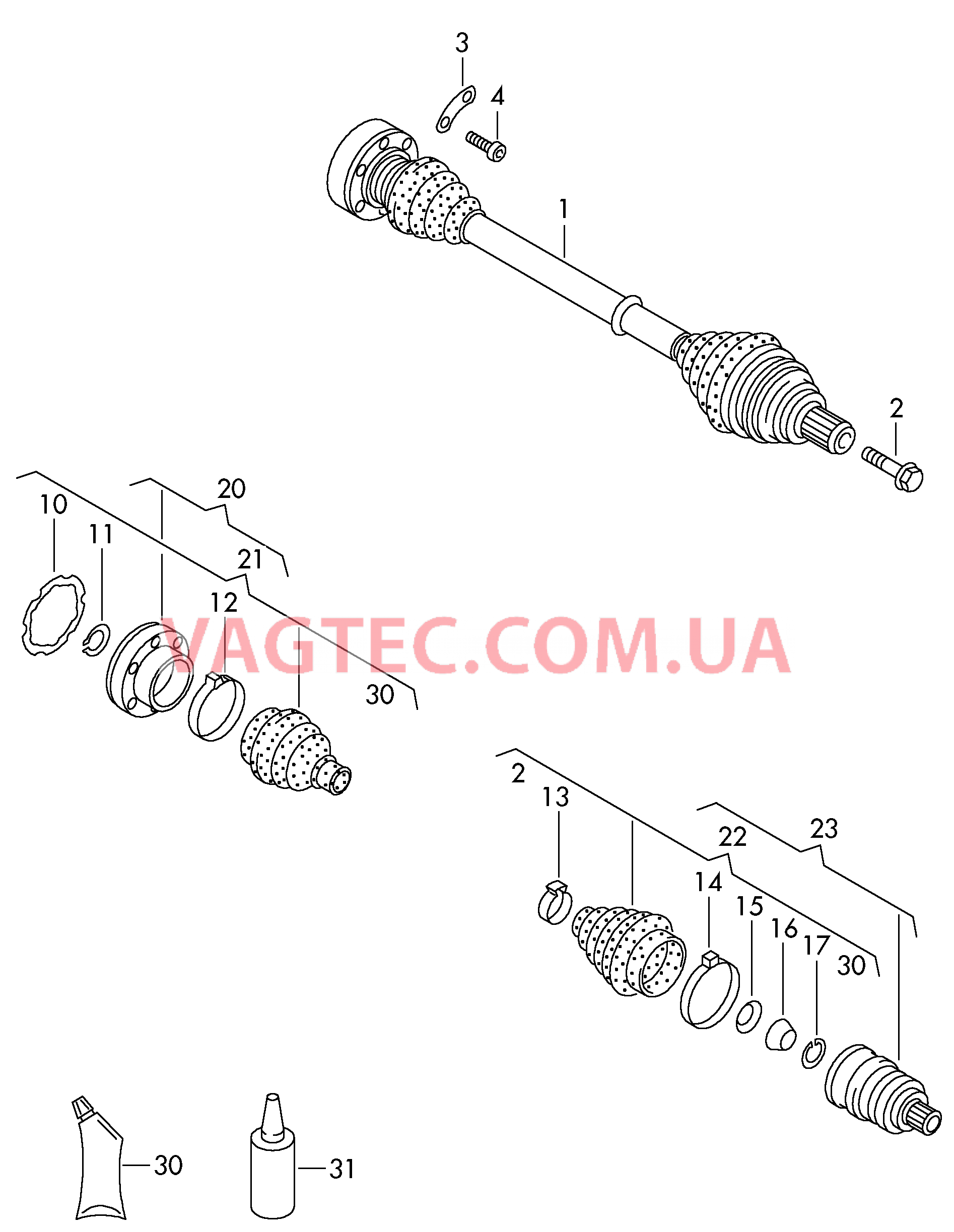 Приводной вал для механической КП  для VOLKSWAGEN Transporter 2003