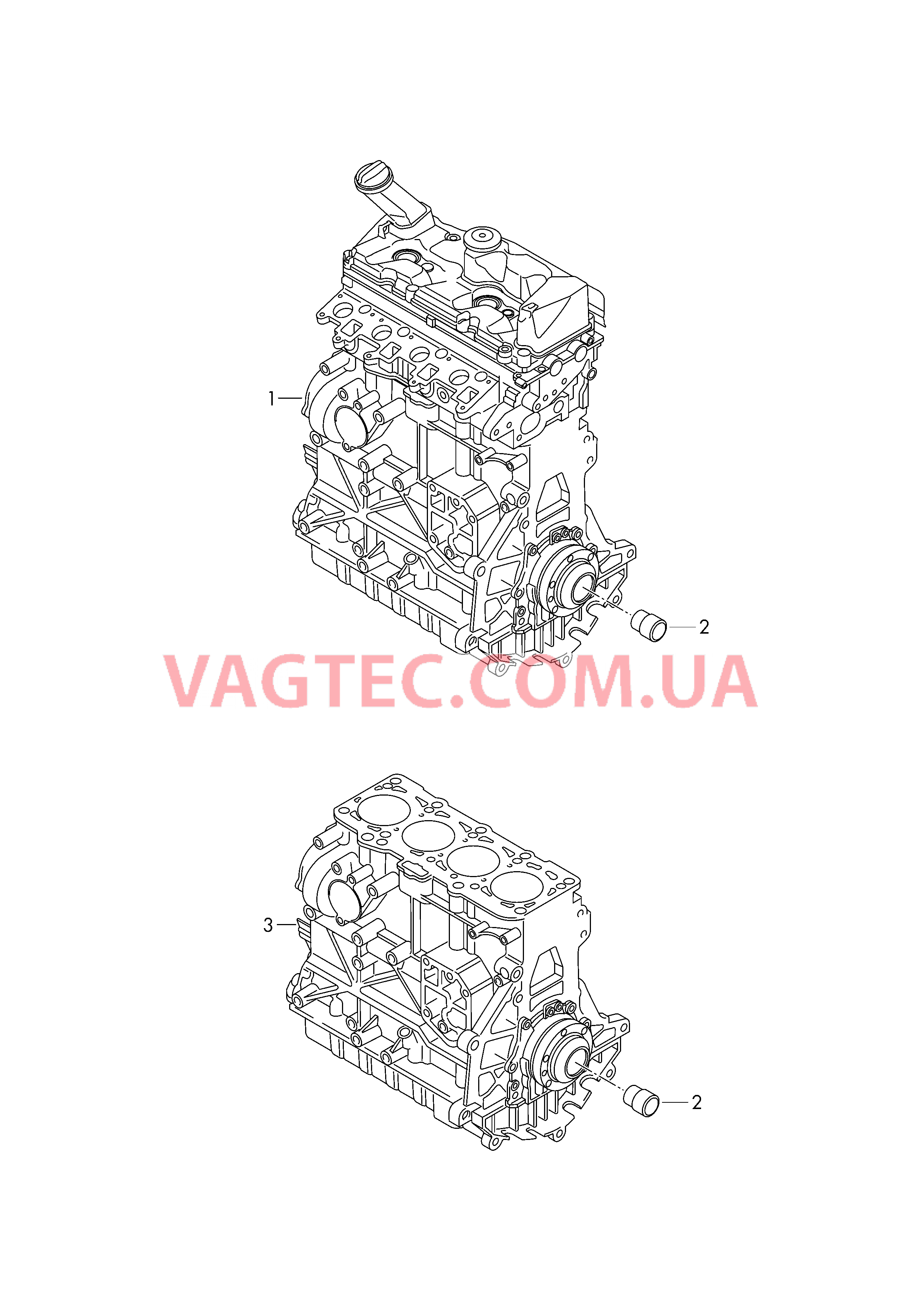 Двигатель с ГБЦ Блок цилиндров в сборе  для VOLKSWAGEN Transporter 2010-3