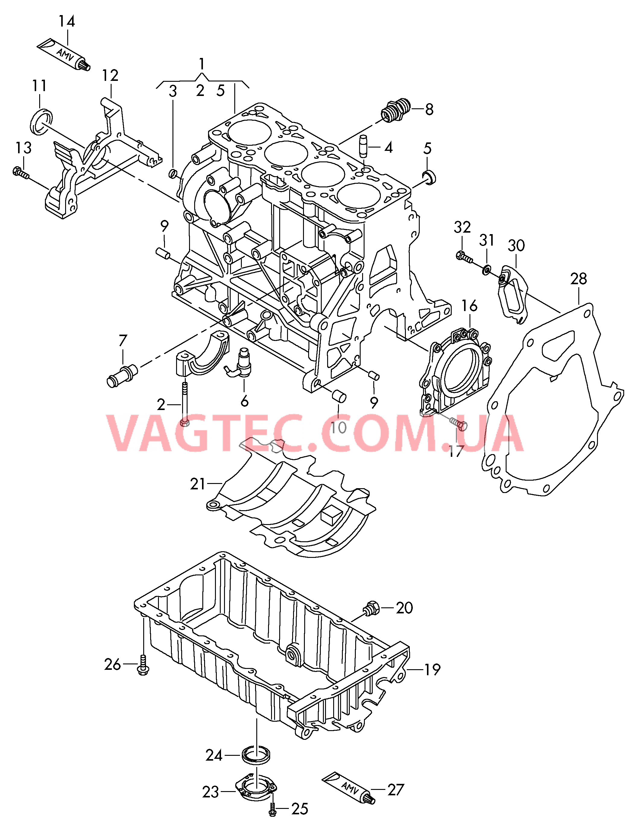 Блок цилиндров Масляный поддон  для VOLKSWAGEN Transporter 2014-1