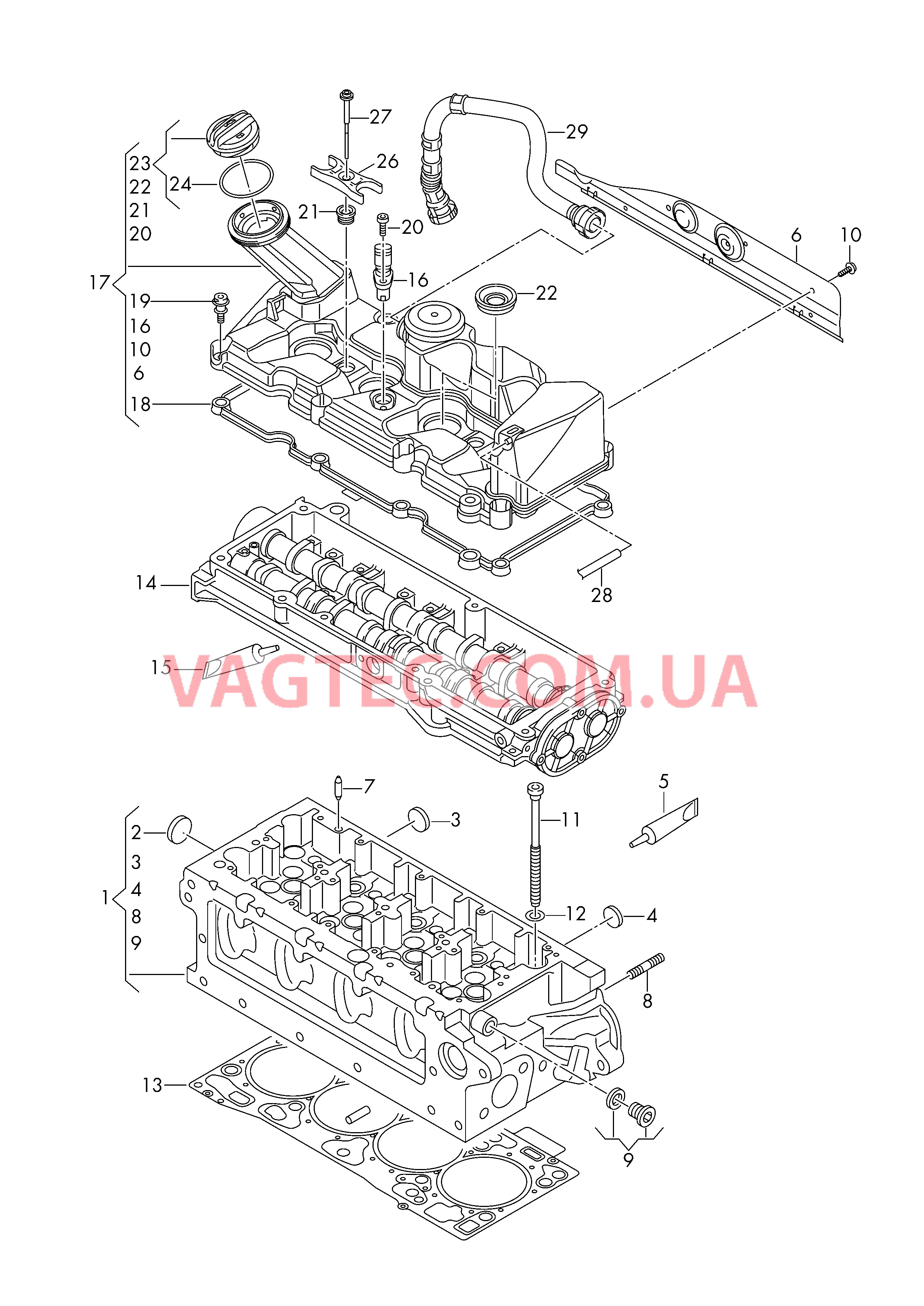 Головка блока цилиндров Крышка ГБЦ  для VOLKSWAGEN Transporter 2016