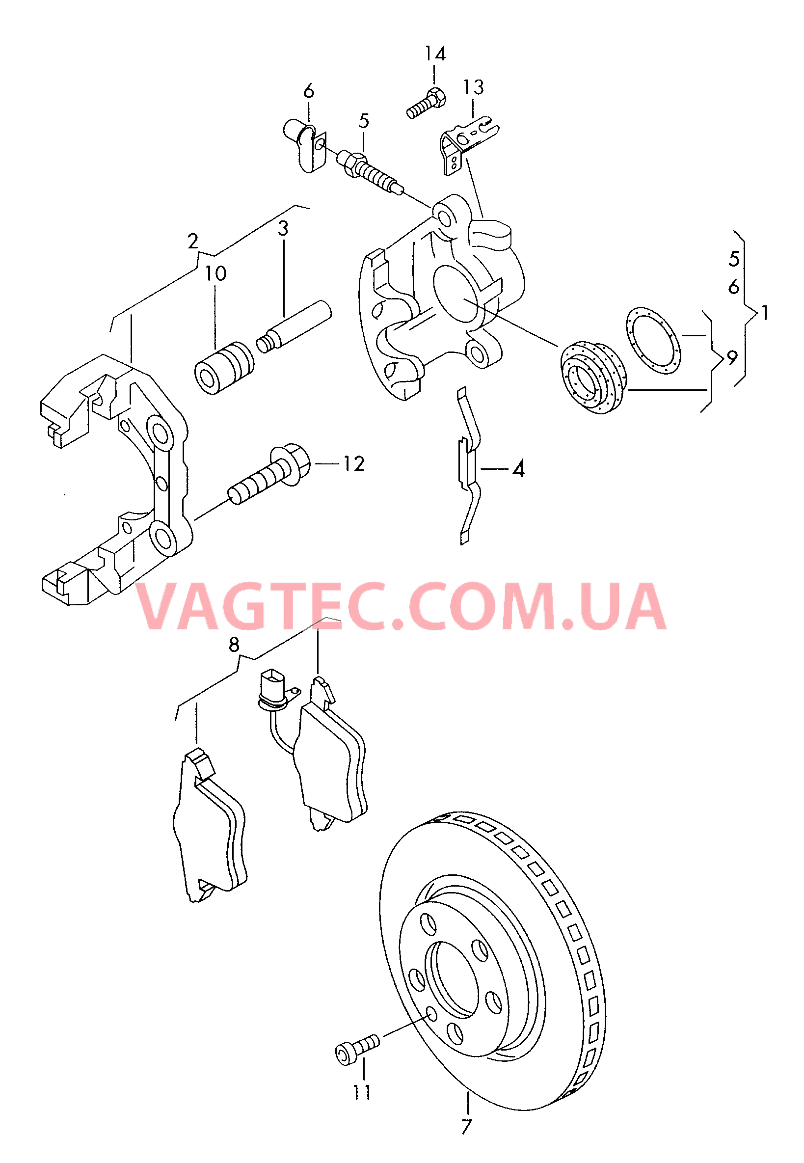 Торм. мех. с плав. суппортом  F             >> 70-1-000 954 для VOLKSWAGEN Transporter 2001