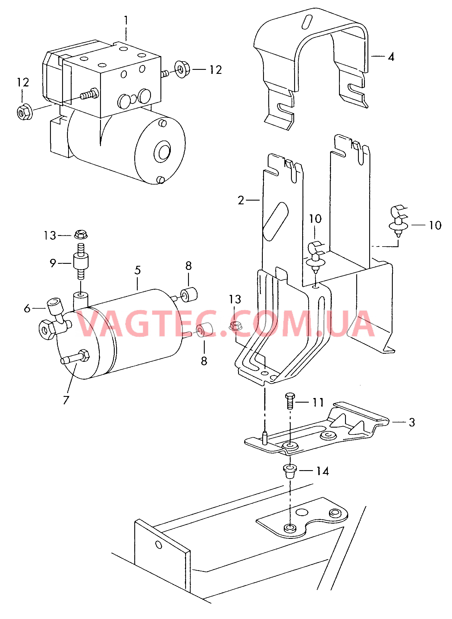 Cистема                 -ABS- для а/м с электронной системой поддерж. курс. устойчив. ESР F 70-Y-027 264>> для VOLKSWAGEN Transporter 2002