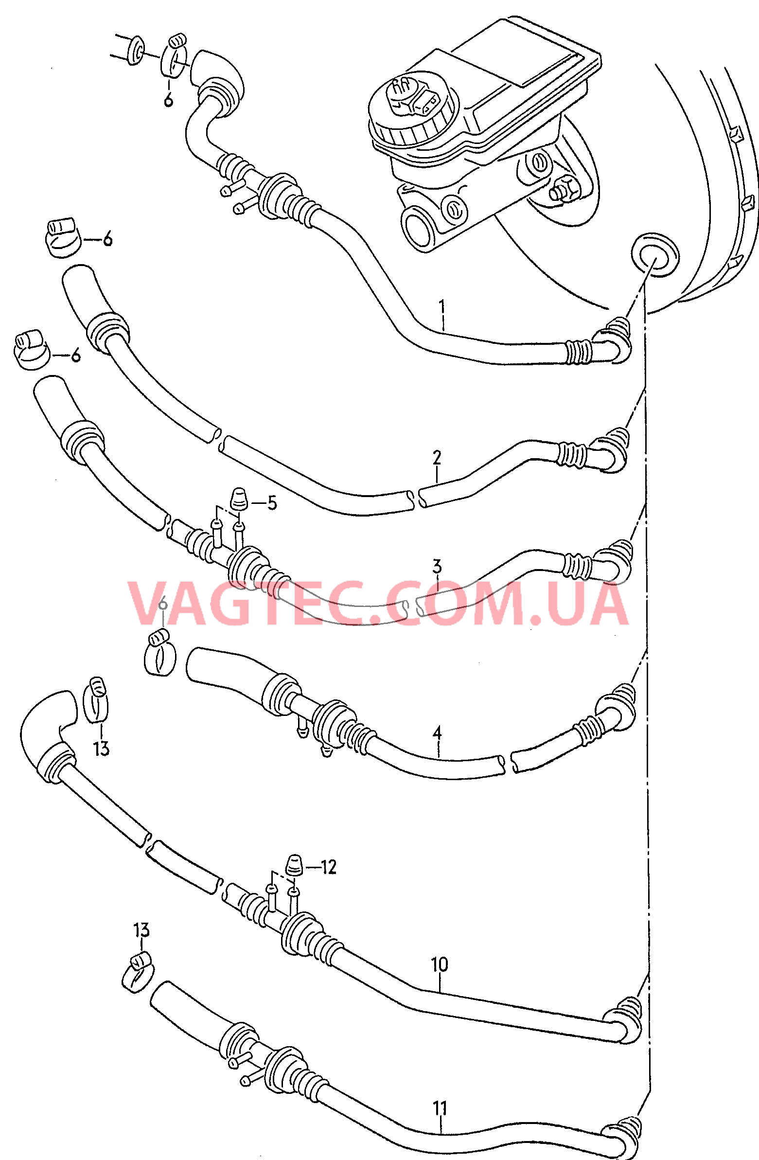Вакуумные шланги для усилителя тормозного привода  для VOLKSWAGEN Transporter 2001