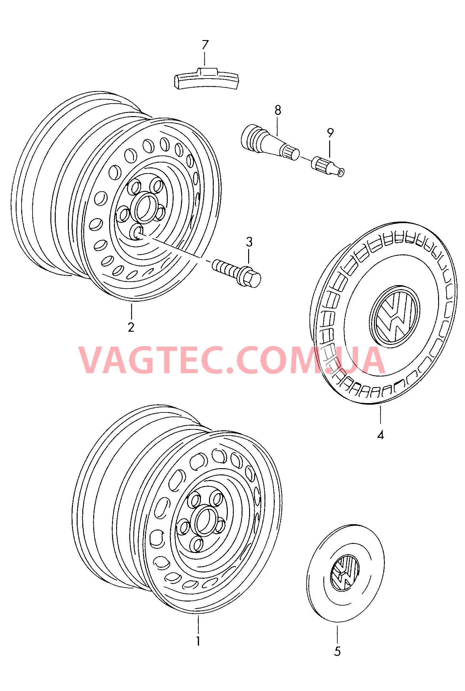 Стальной диск Колпак колеса  для VOLKSWAGEN Transporter 2003