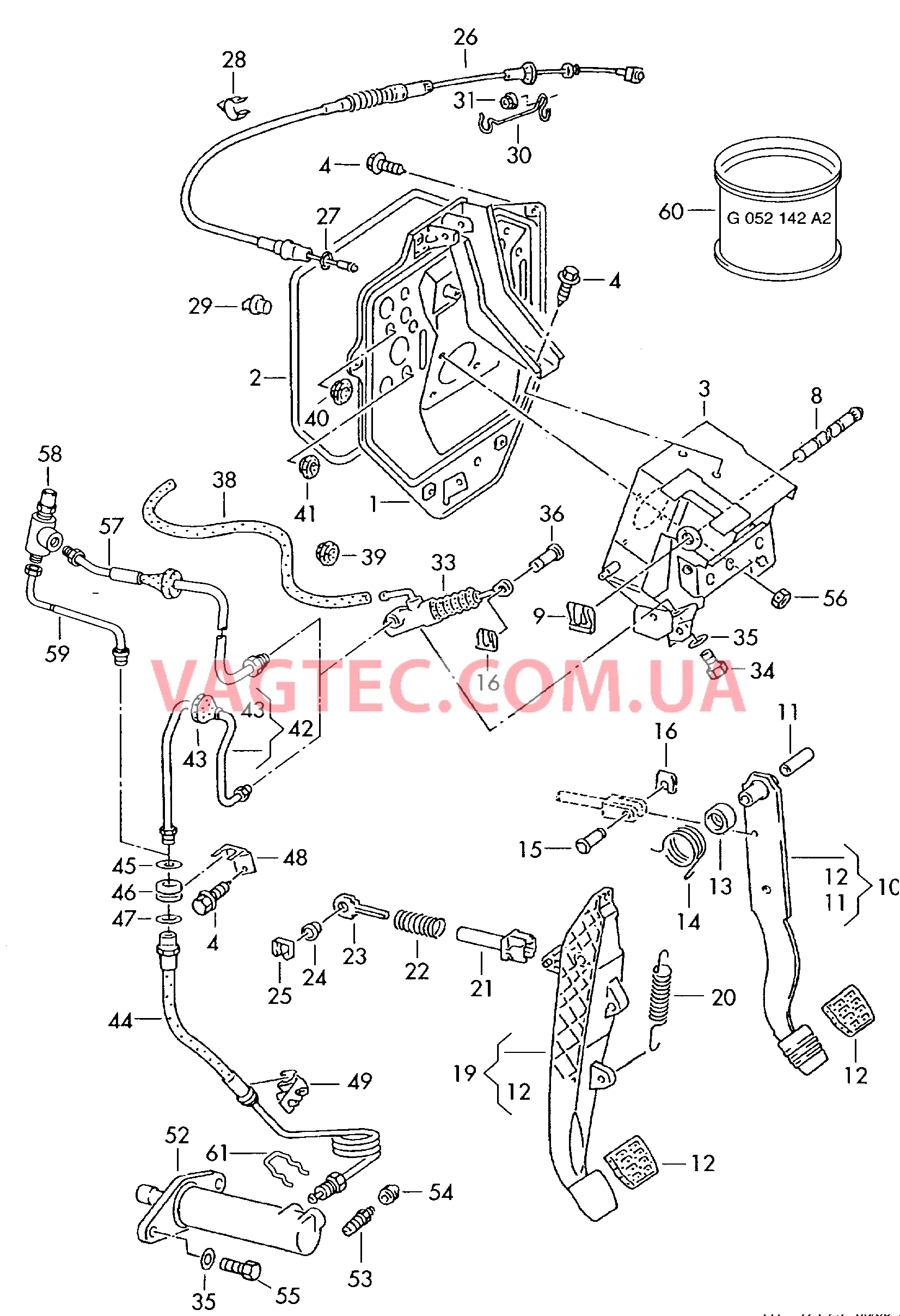 Педальный механизм привода тормозного механизма и сцепления  для VOLKSWAGEN Transporter 2004