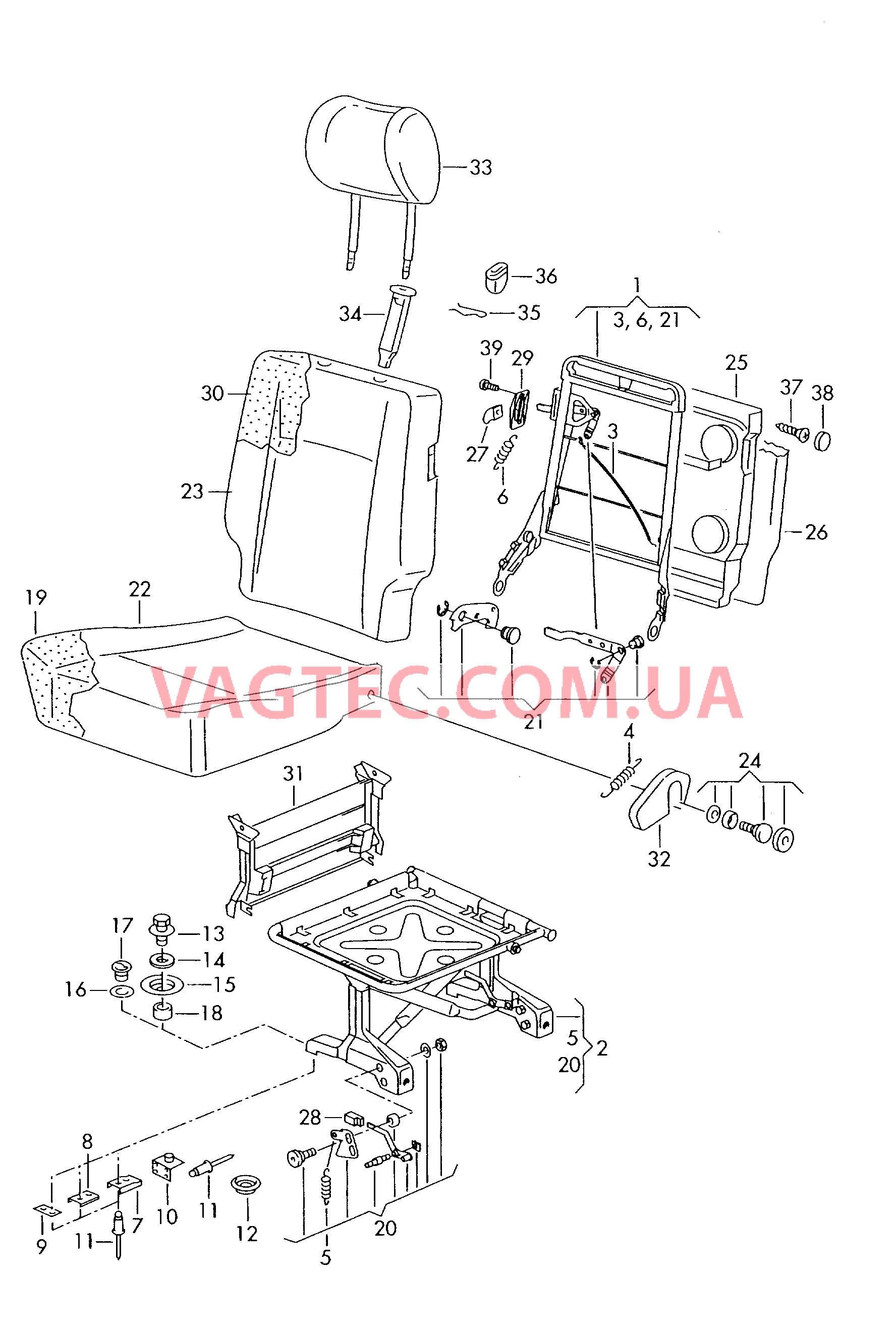 Откидное сиденье в салоне  для VOLKSWAGEN Transporter 2001