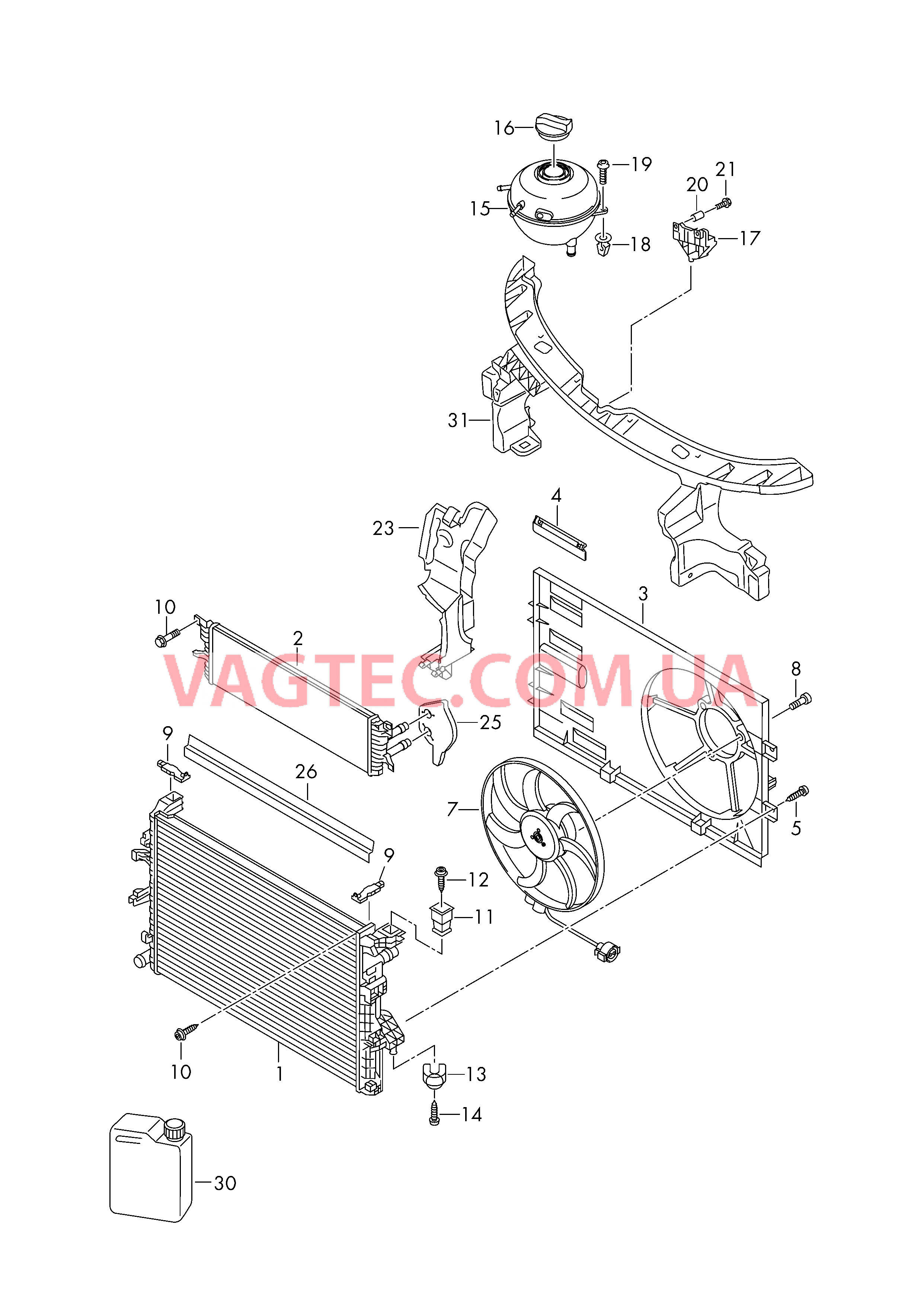 Радиатор охлаждающей жидкости Рамка вентилятора Бачок, компенсационный  для VOLKSWAGEN Transporter 2016