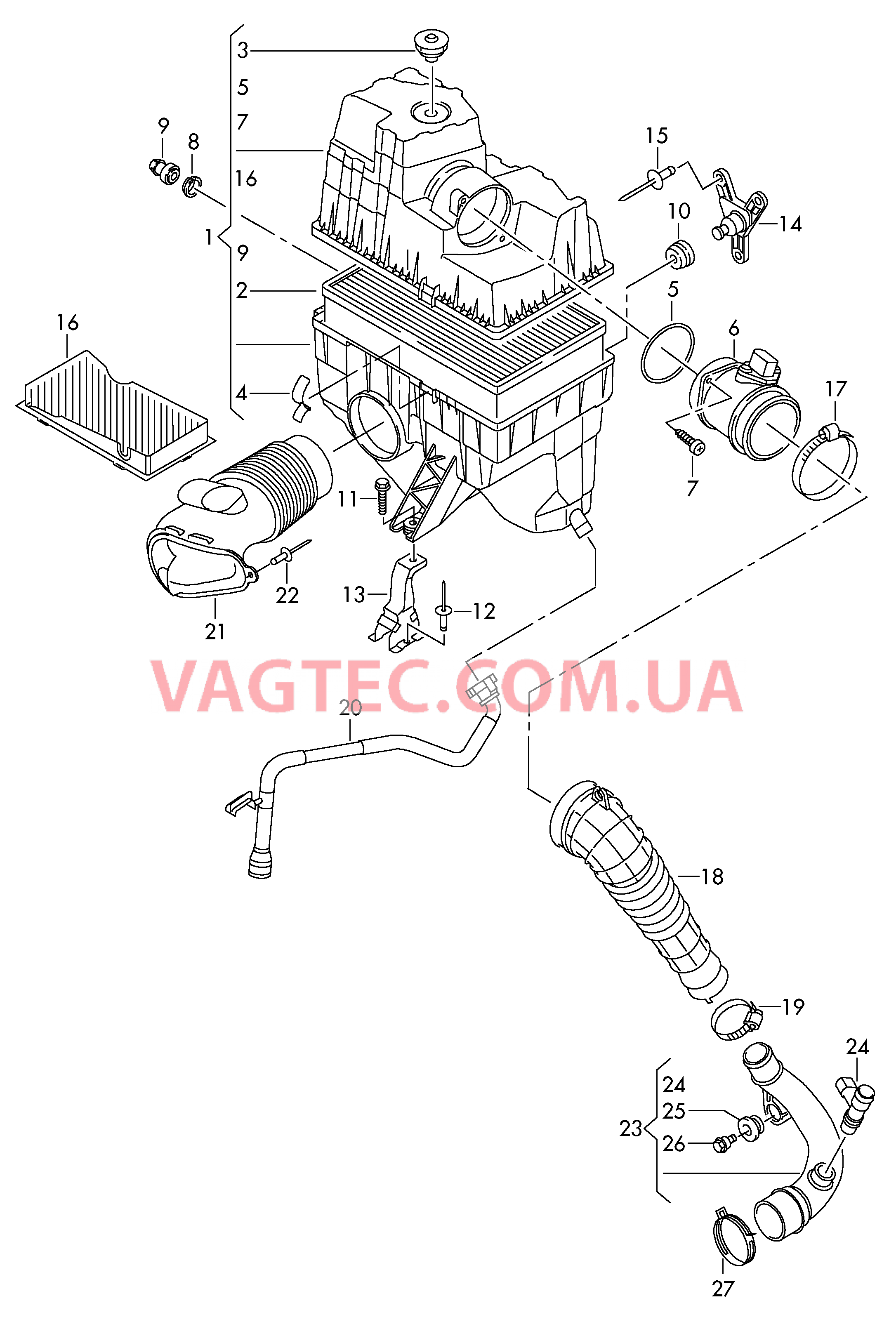 Возд. фильтр с сопутств. деталями  для VOLKSWAGEN Transporter 2014-1