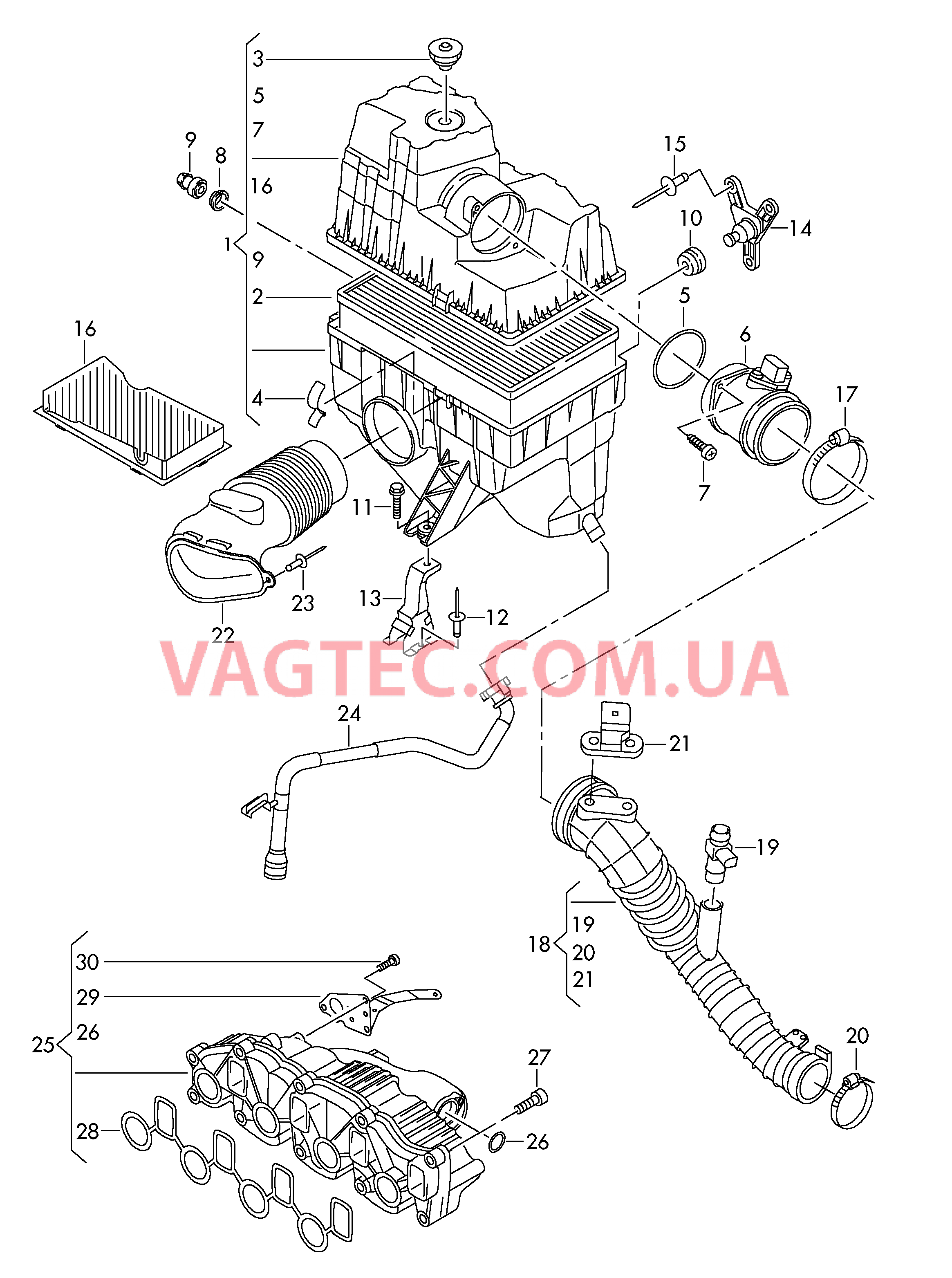 Возд. фильтр с сопутств. деталями  Патрубок впускного тракта  для VOLKSWAGEN Transporter 2018-1