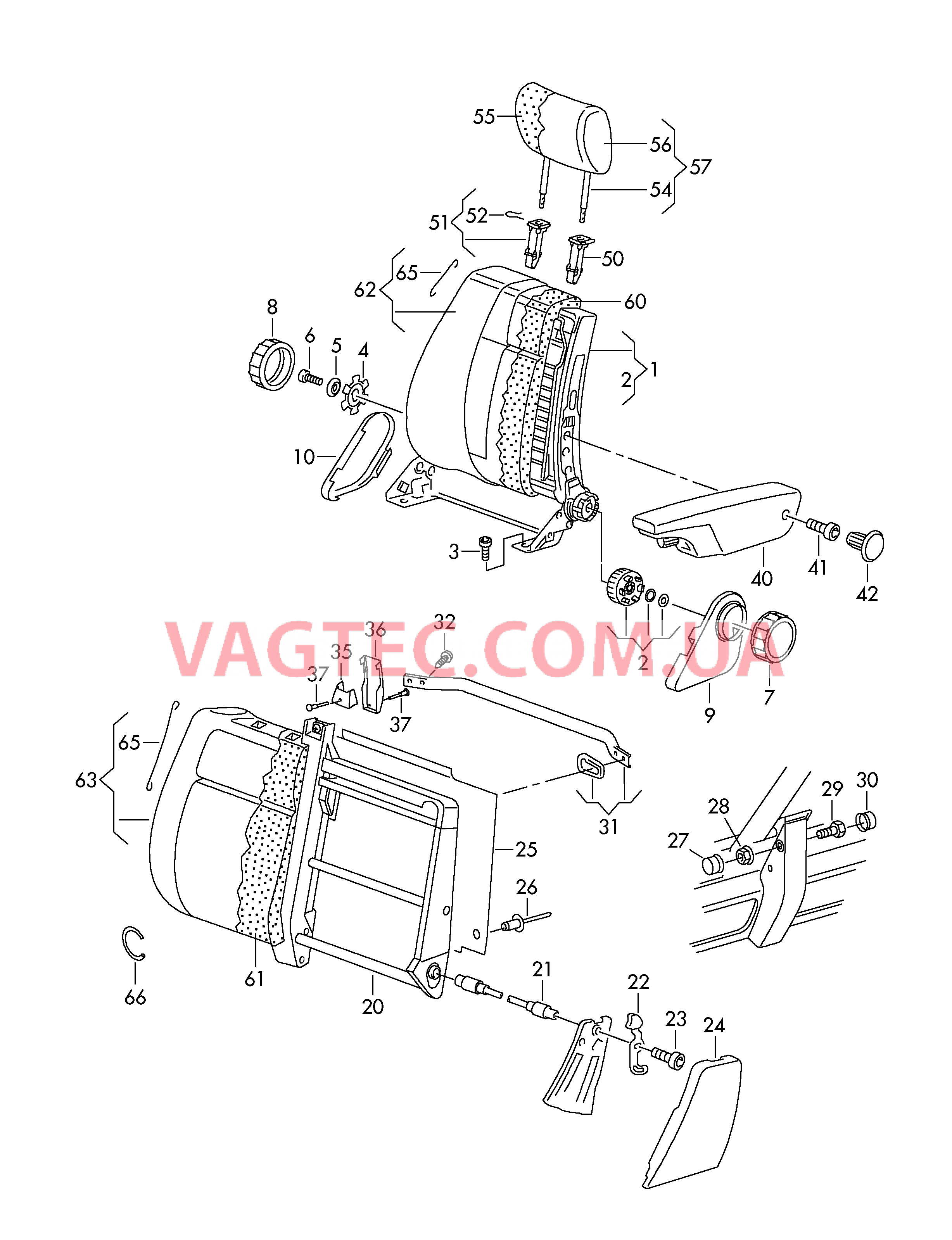 Cпинка Подлокотник Подголовник  для VOLKSWAGEN Transporter 2000