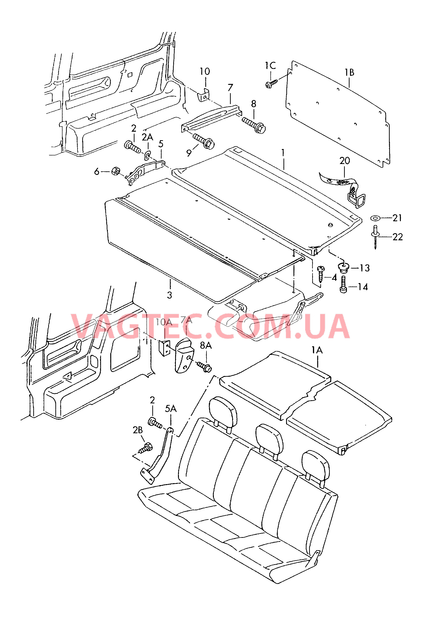 Кожух багажника для а/м со вторым испарителем  для VOLKSWAGEN Transporter 2003