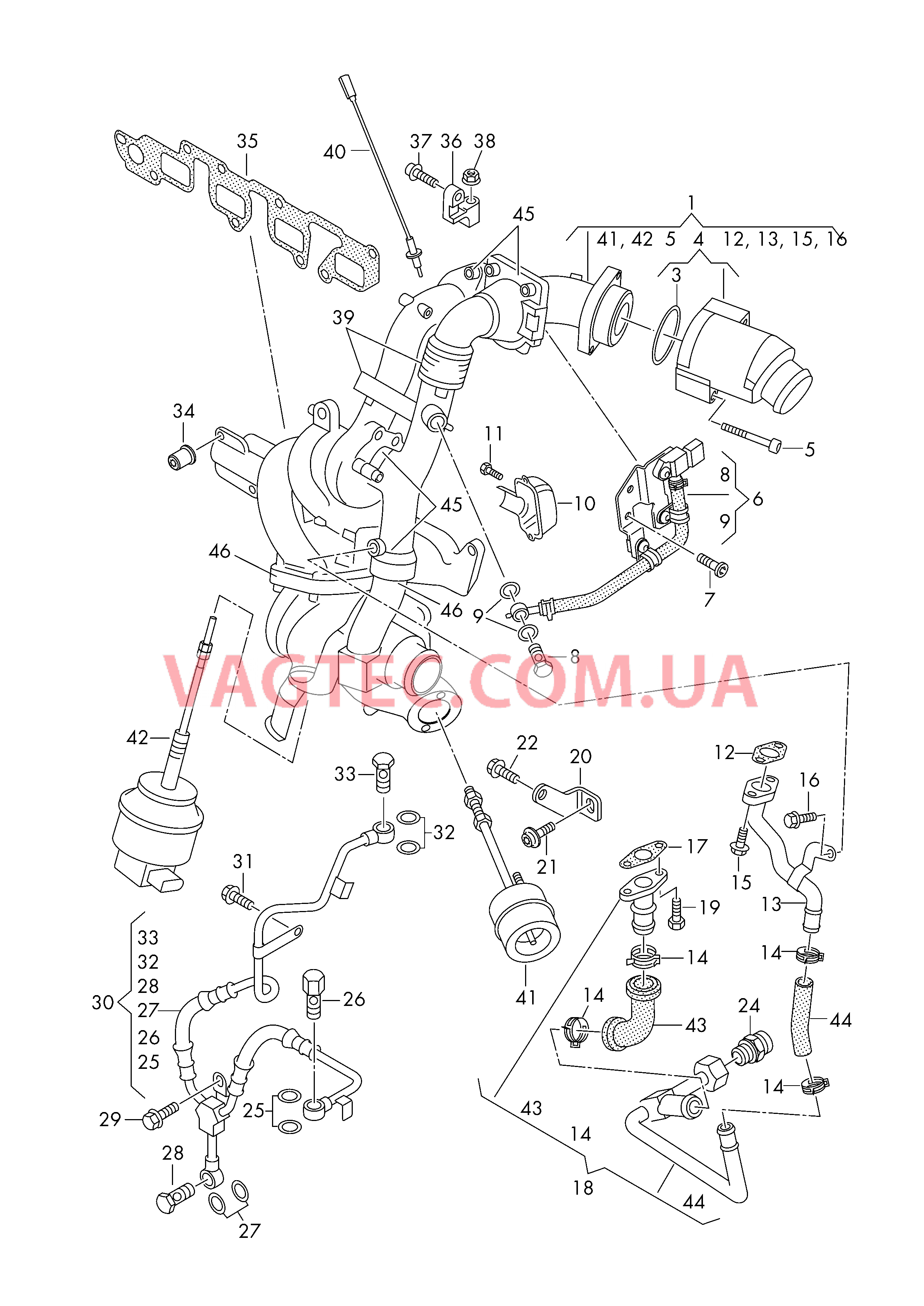 Выпускной коллектор с турбонагнетателем  для VOLKSWAGEN Transporter 2010-3