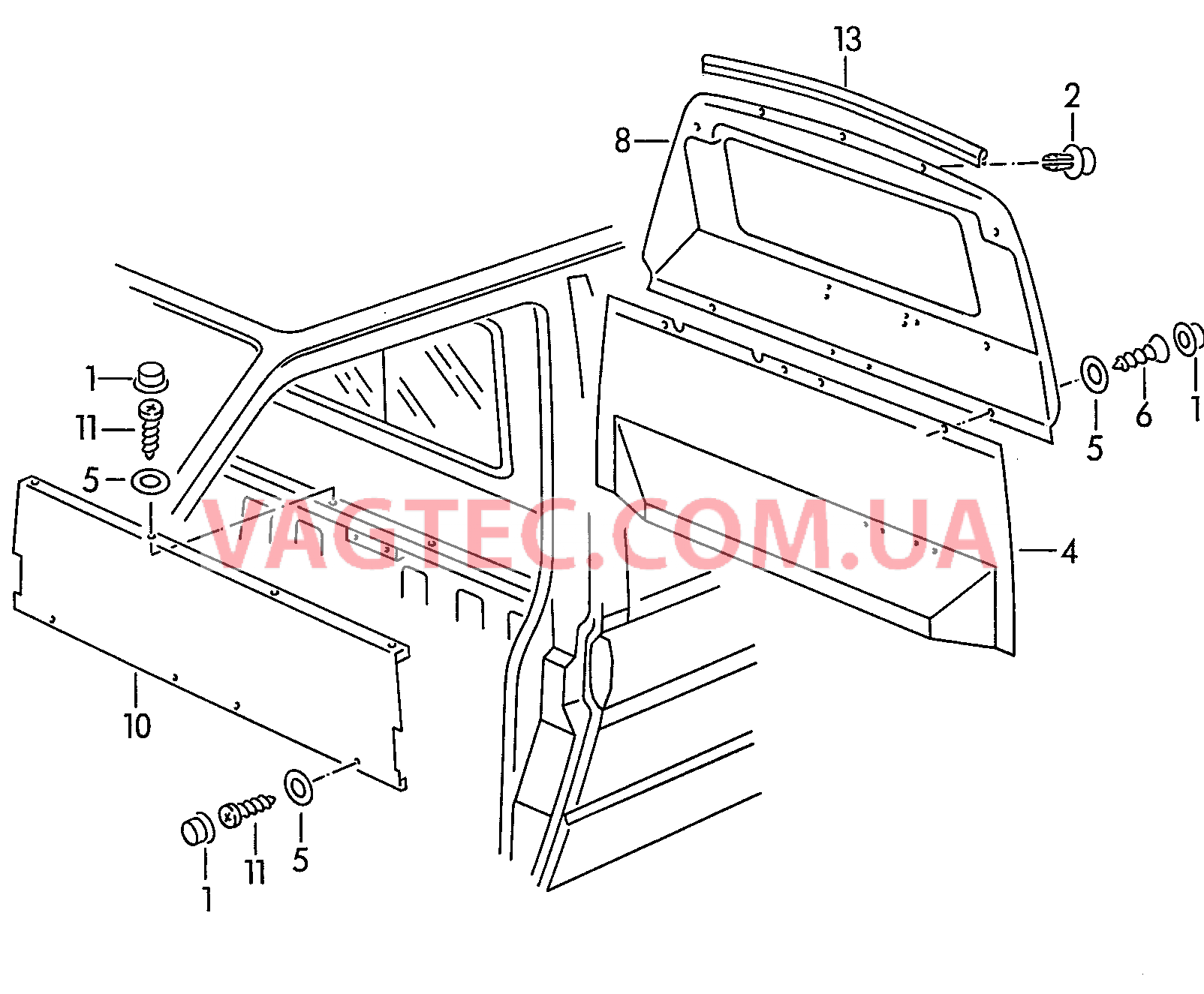 Обивка сплошной перегородки .  для VOLKSWAGEN Transporter 2001