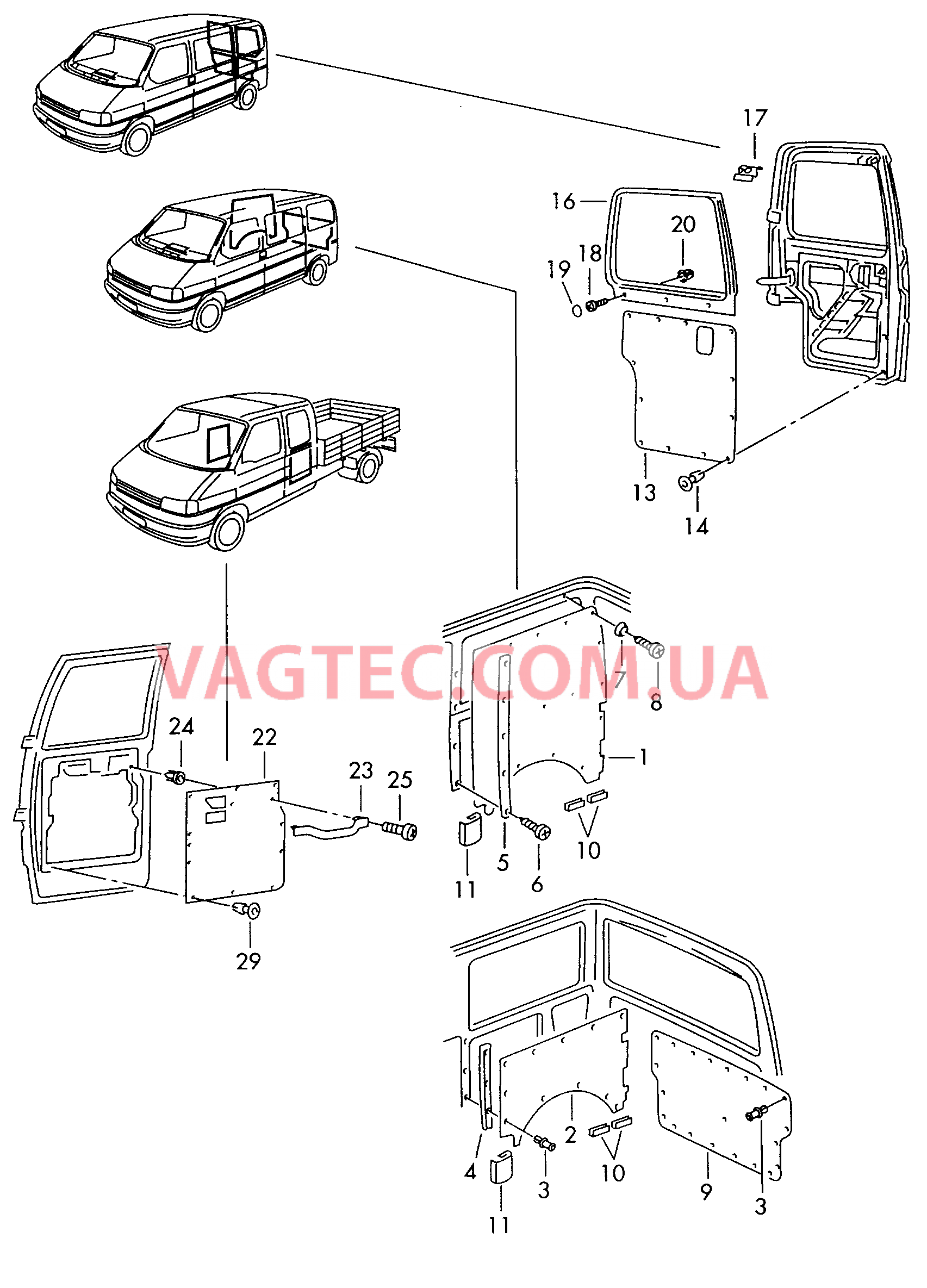 Обивка двери кабины  для VOLKSWAGEN Transporter 2004-2