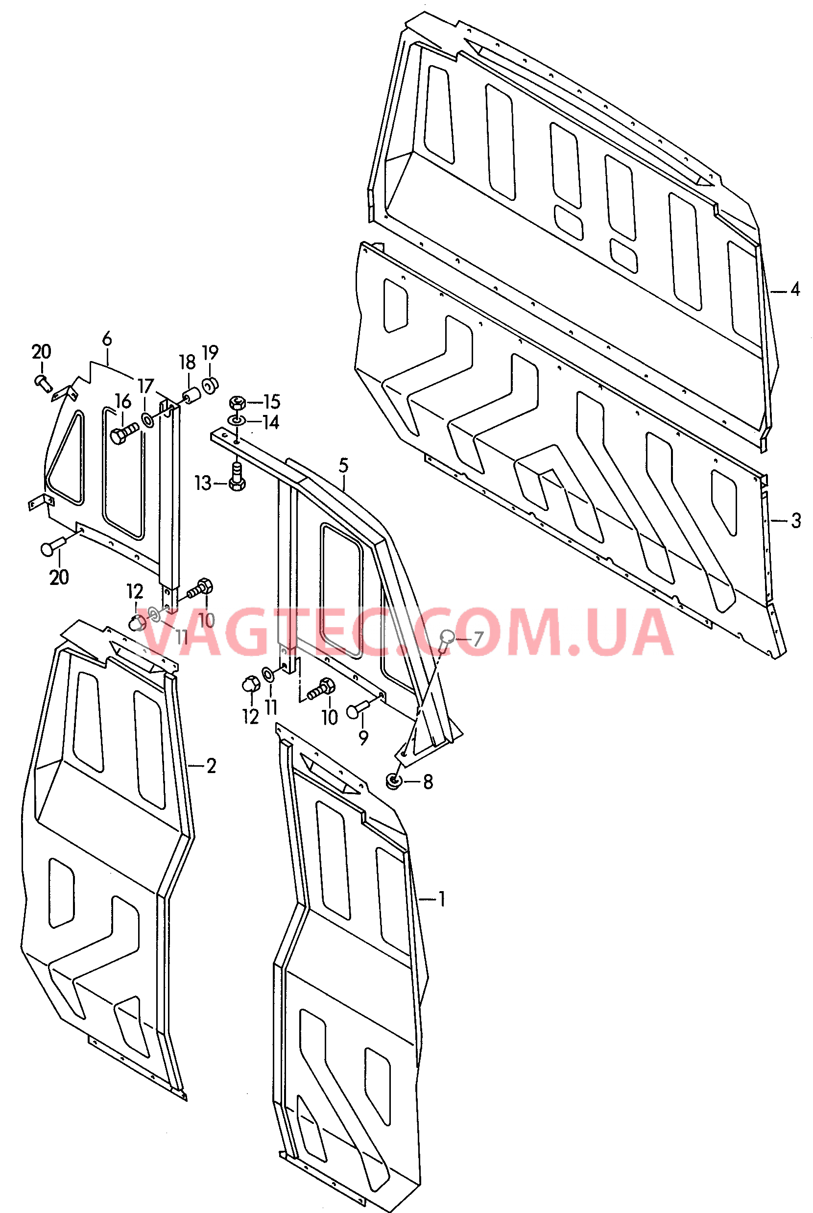 Cтенка задняя Разделительные стенки  для VOLKSWAGEN Transporter 2001