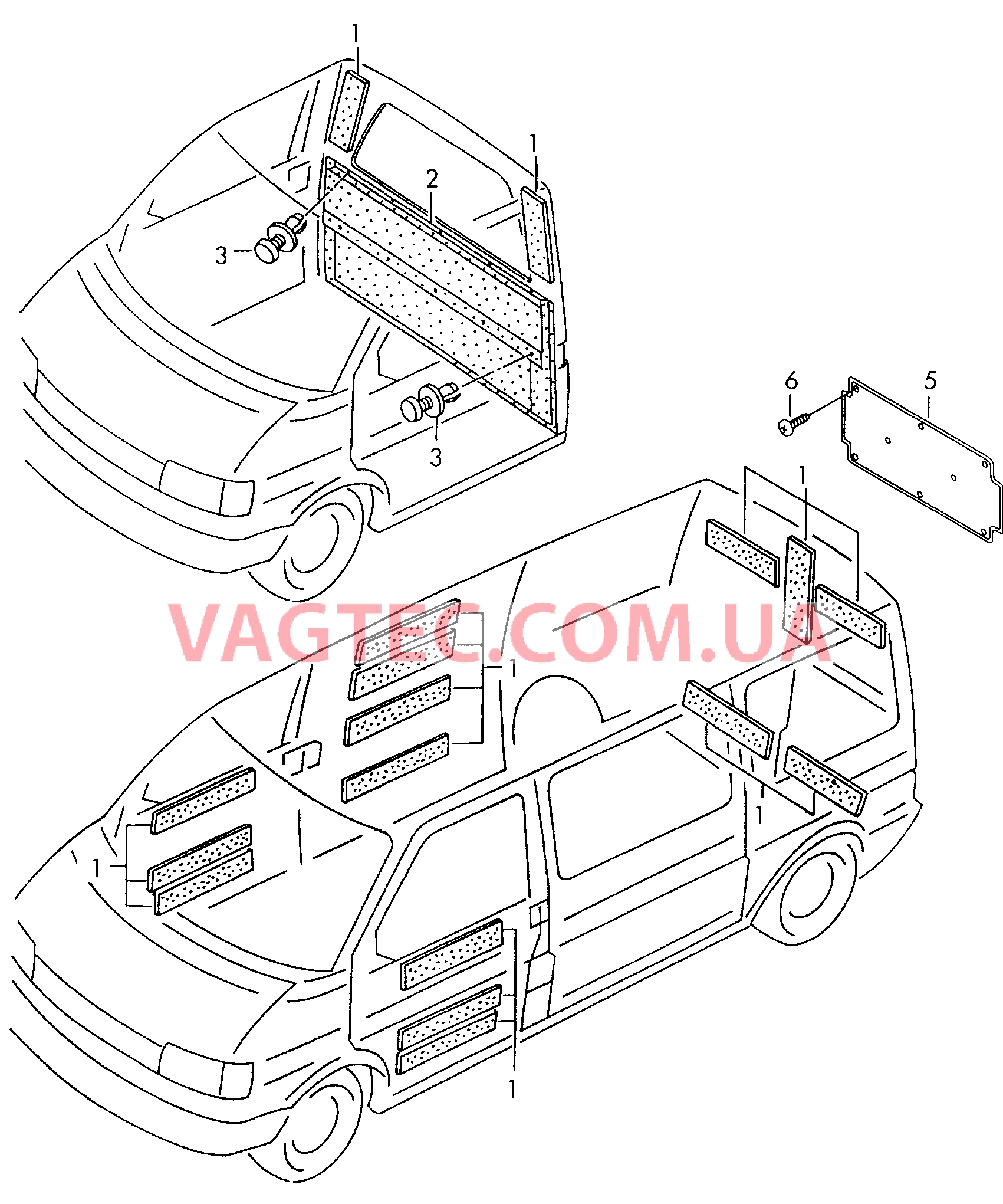 Шумоизоляция боковой части Крышка багажного отсека  для VOLKSWAGEN Transporter 2000