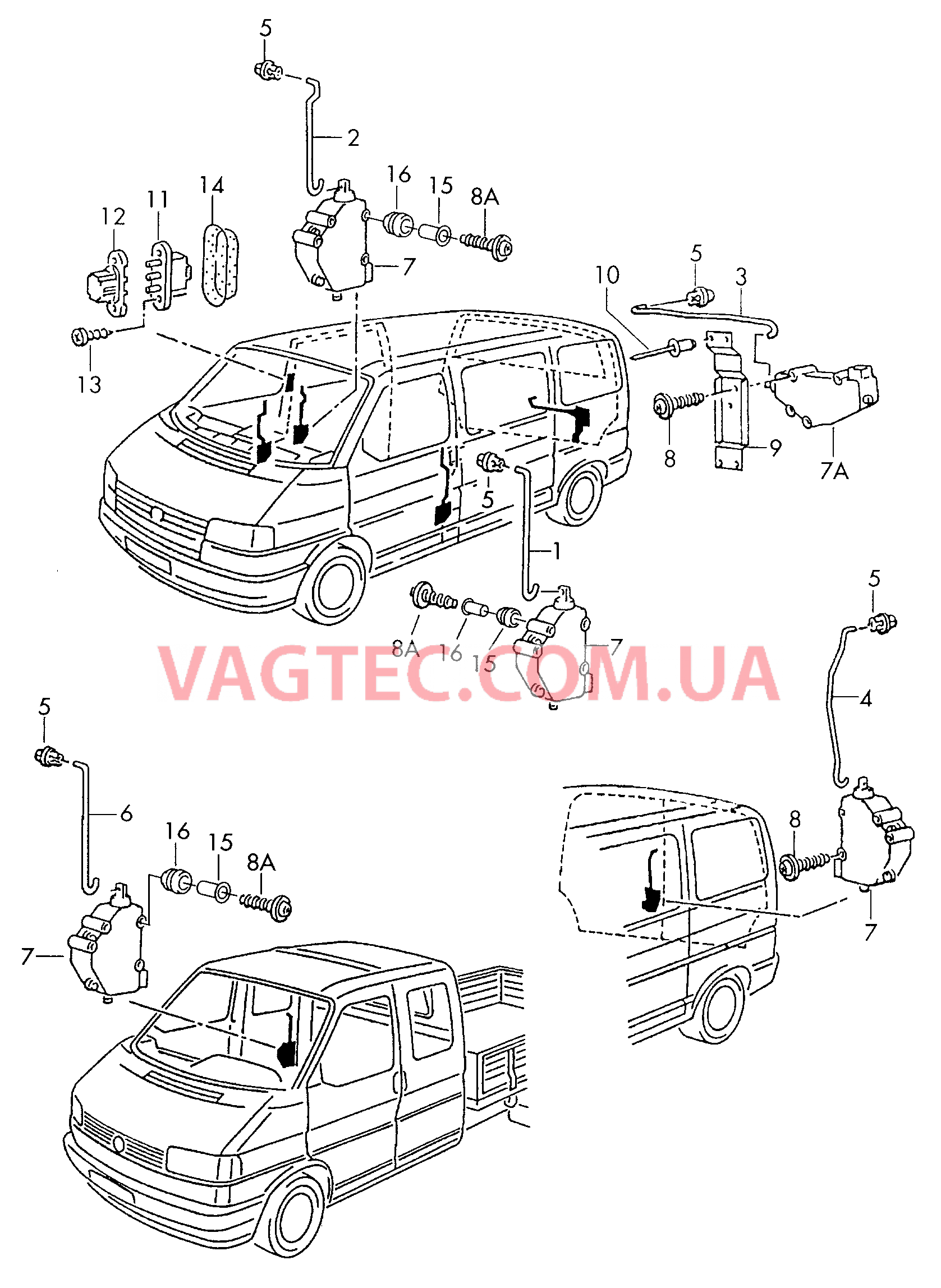 Центральный замок  для VOLKSWAGEN Transporter 2003