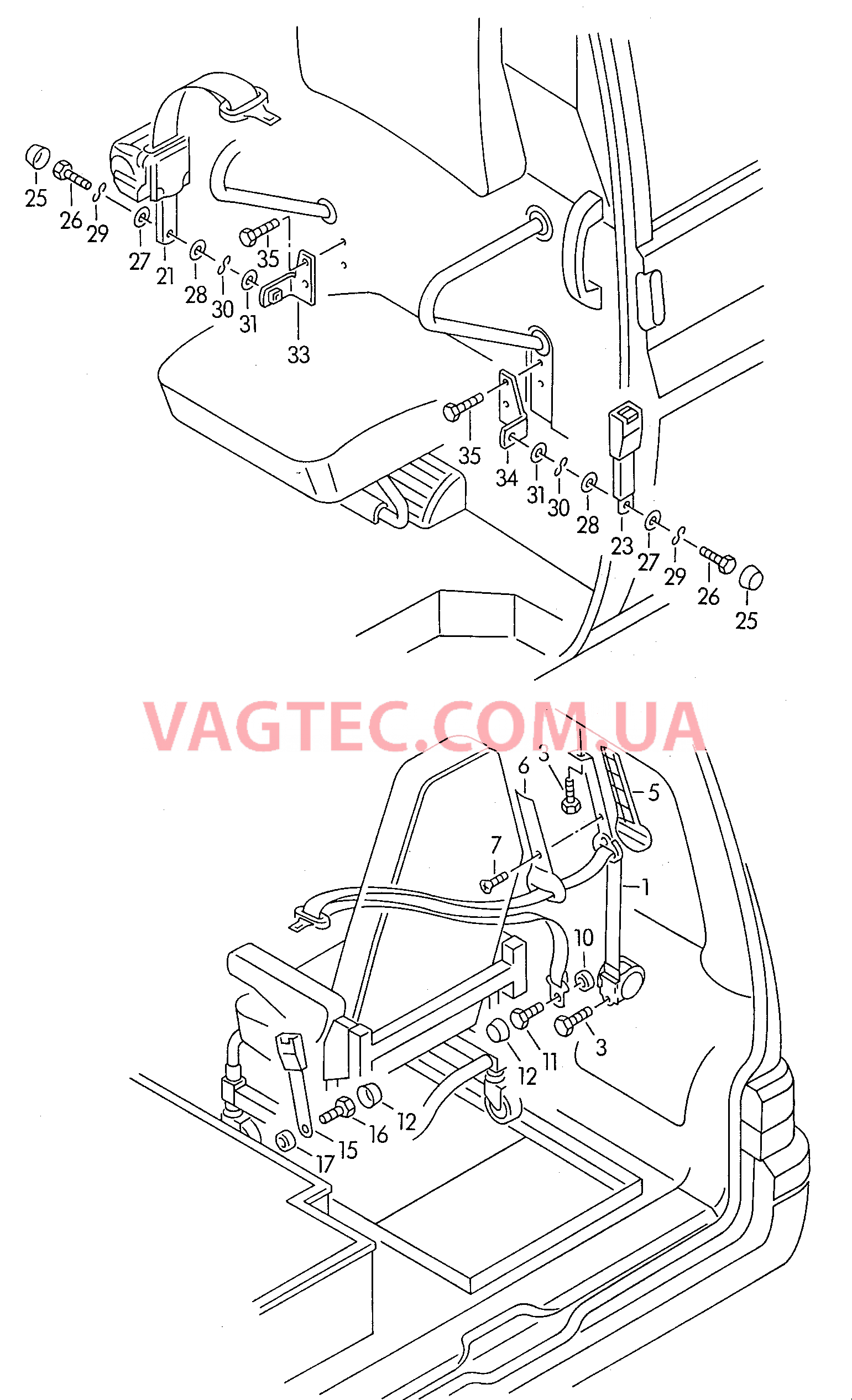 Ремни безопасности  для VOLKSWAGEN Transporter 2001