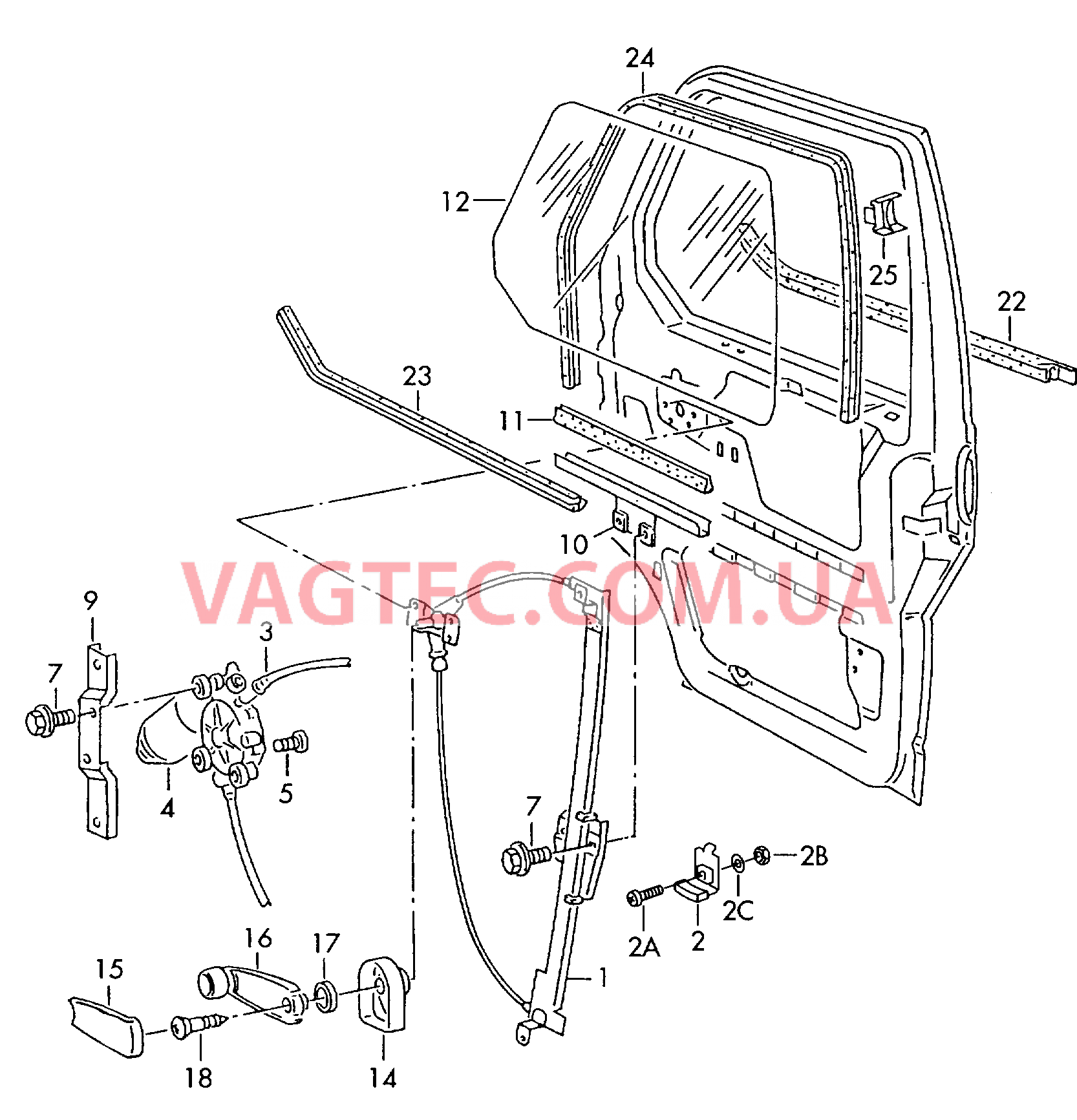 Cтеклоподъемник направляющая стекла  для VOLKSWAGEN Transporter 2001