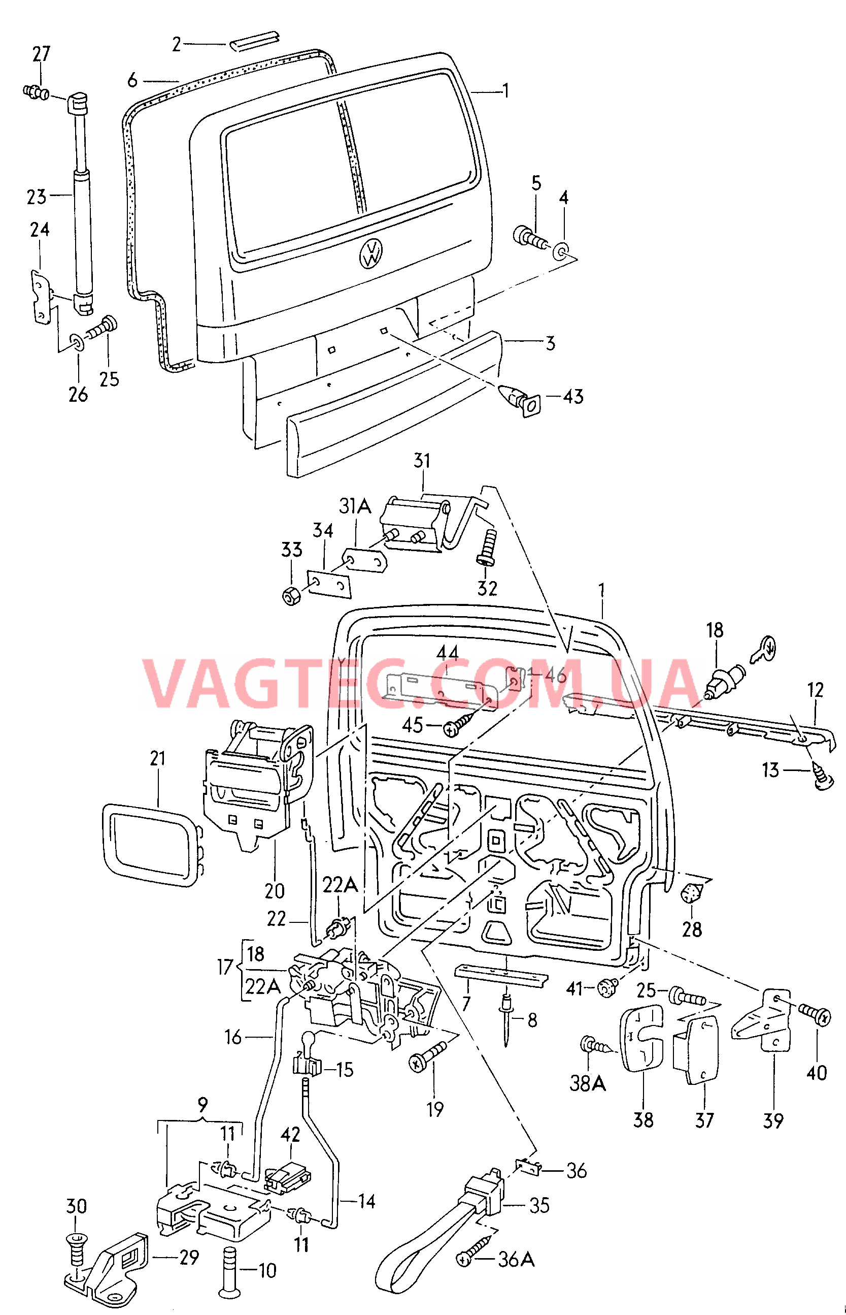 Крышка багажного отсека  для VOLKSWAGEN Transporter 2003