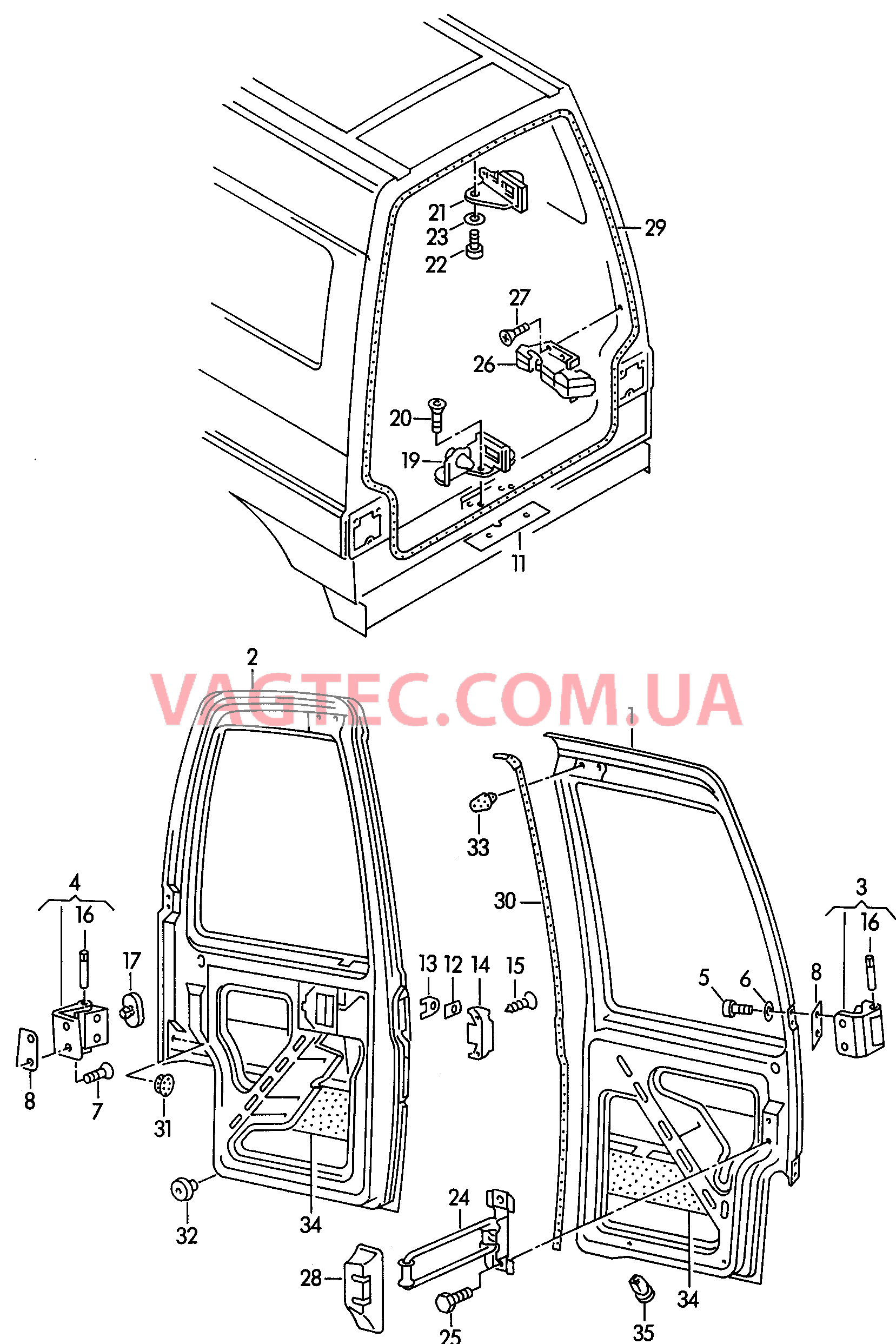 Двери, распашные высокие Петля двери  для VOLKSWAGEN Transporter 2000