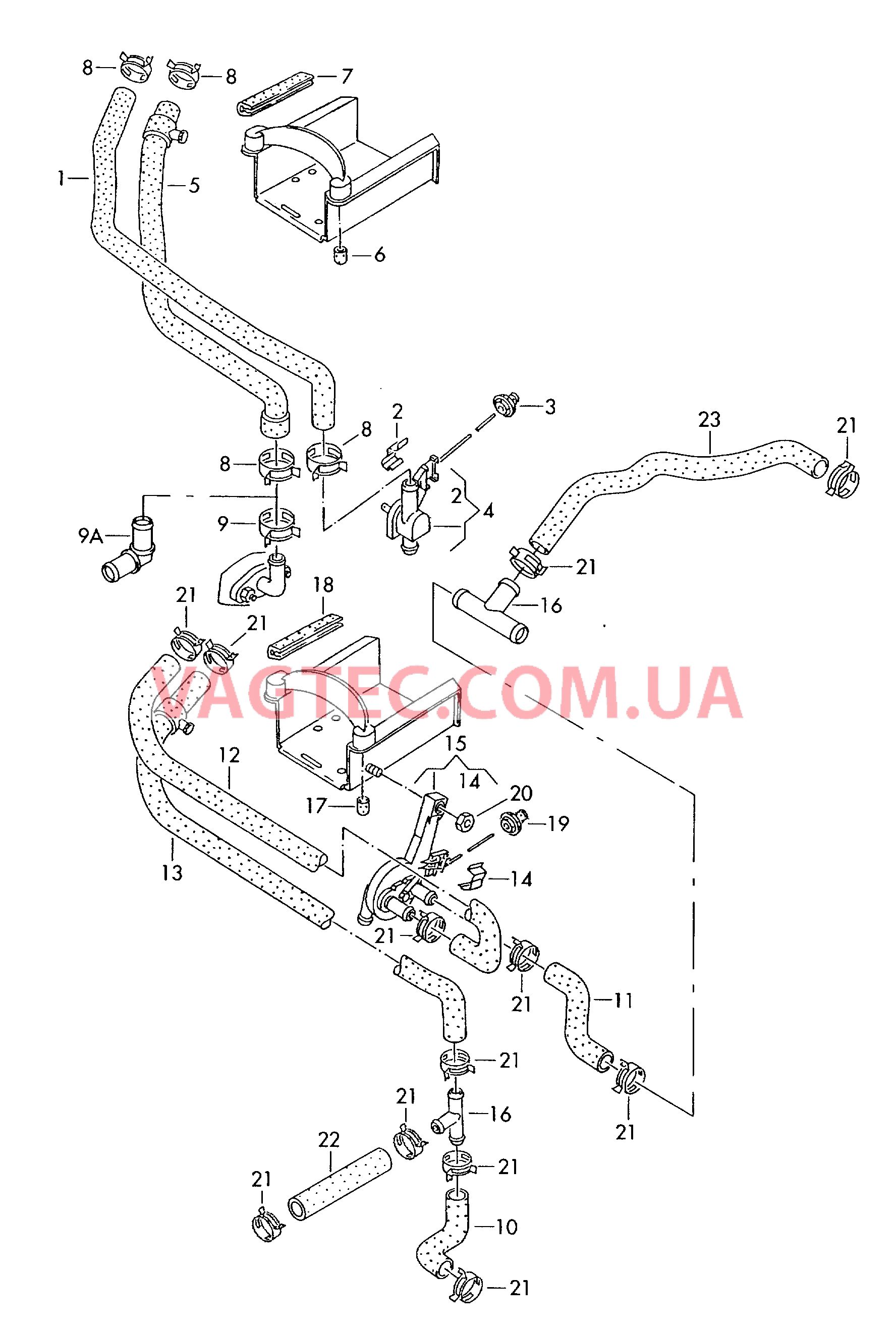 Отопление Шланги ОЖ   см. панель иллюстраций:   F             >> 70-X-080 000* для VOLKSWAGEN Transporter 2000