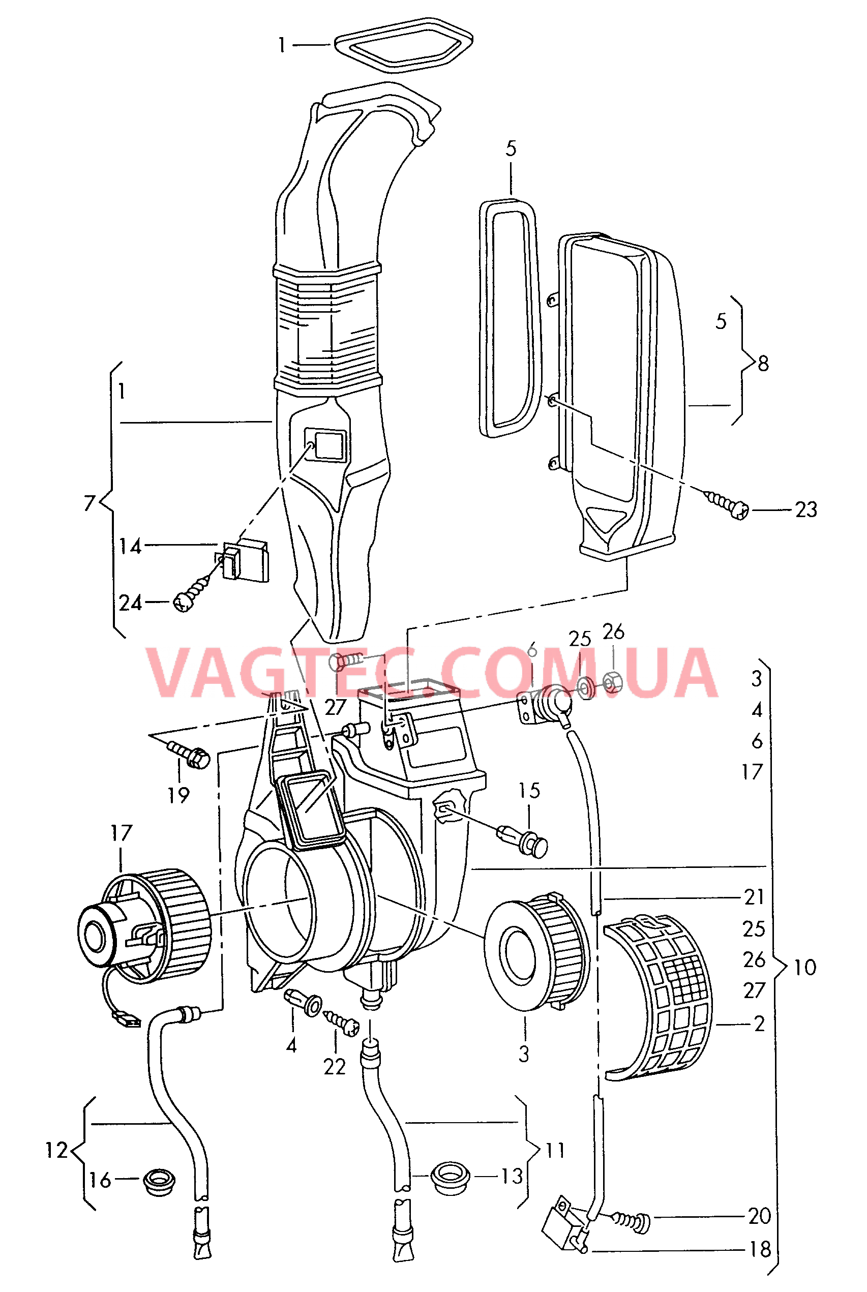 Вентиляция салона  для VOLKSWAGEN Transporter 2001