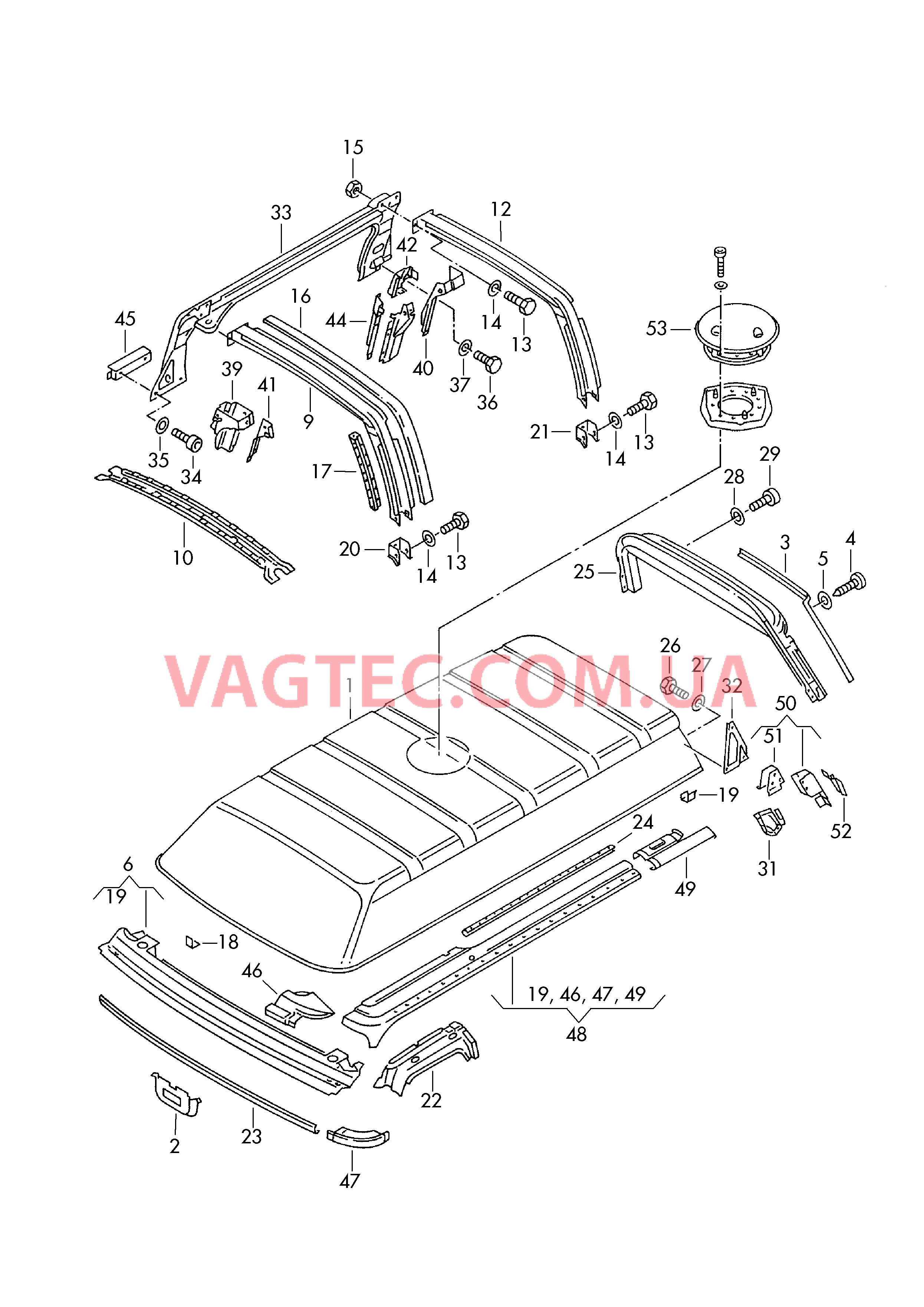 Высокий потолок (пластик)   для а/м с базой:  для VOLKSWAGEN Transporter 2000