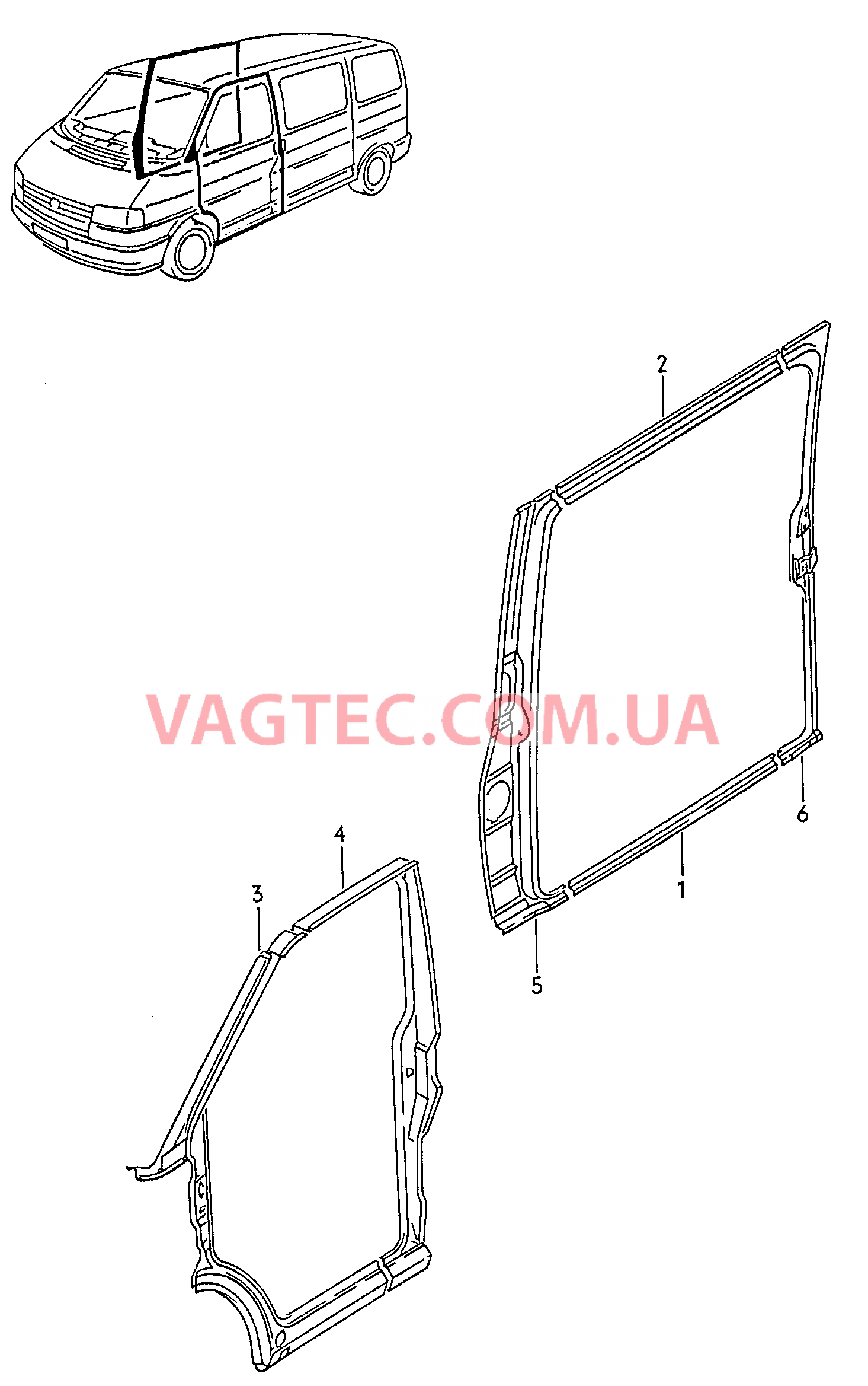 Отрезные детали  для VOLKSWAGEN Transporter 2004