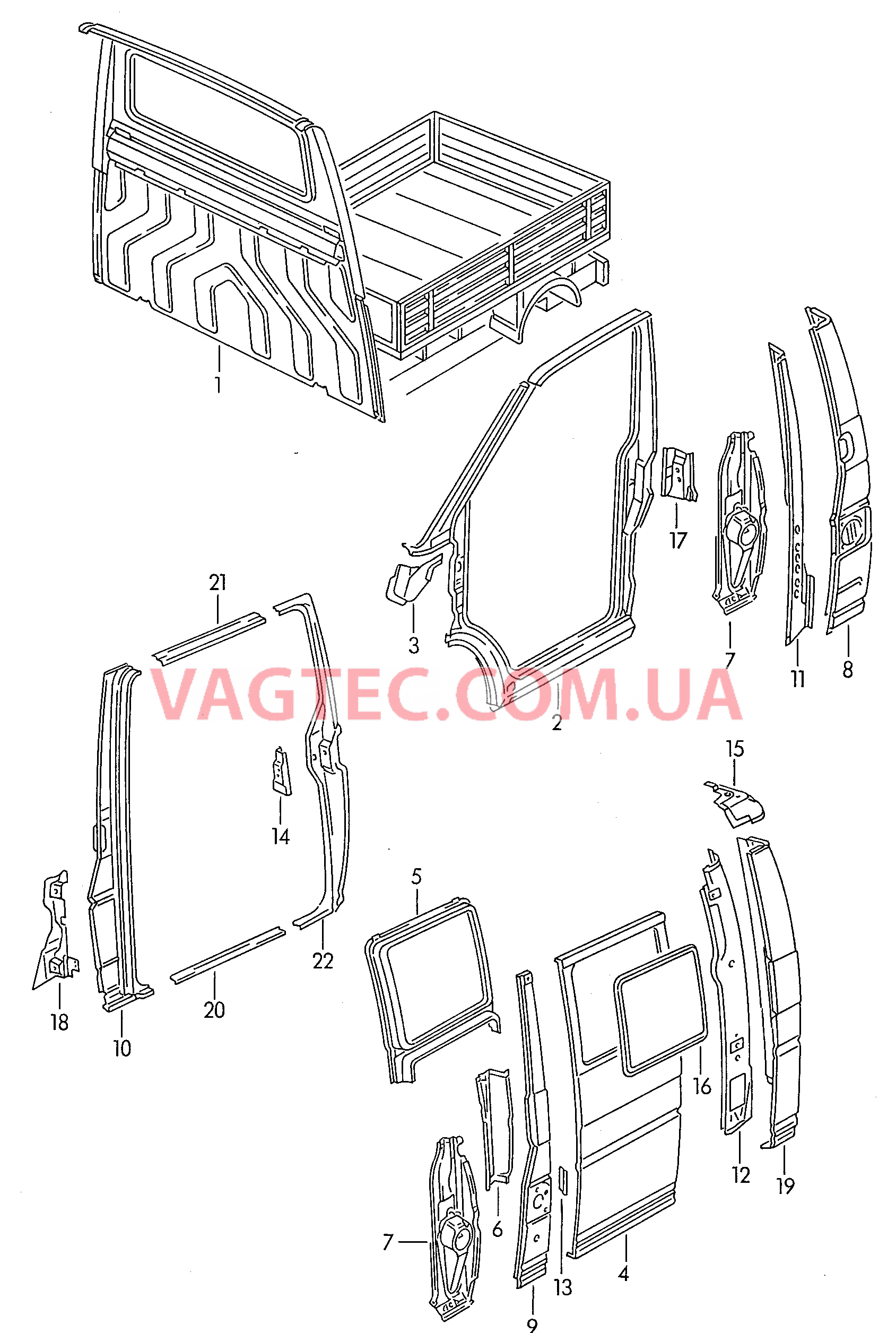 Наружные и внутренние элементы Задняя стенка кабины водителя  для VOLKSWAGEN Transporter 2004