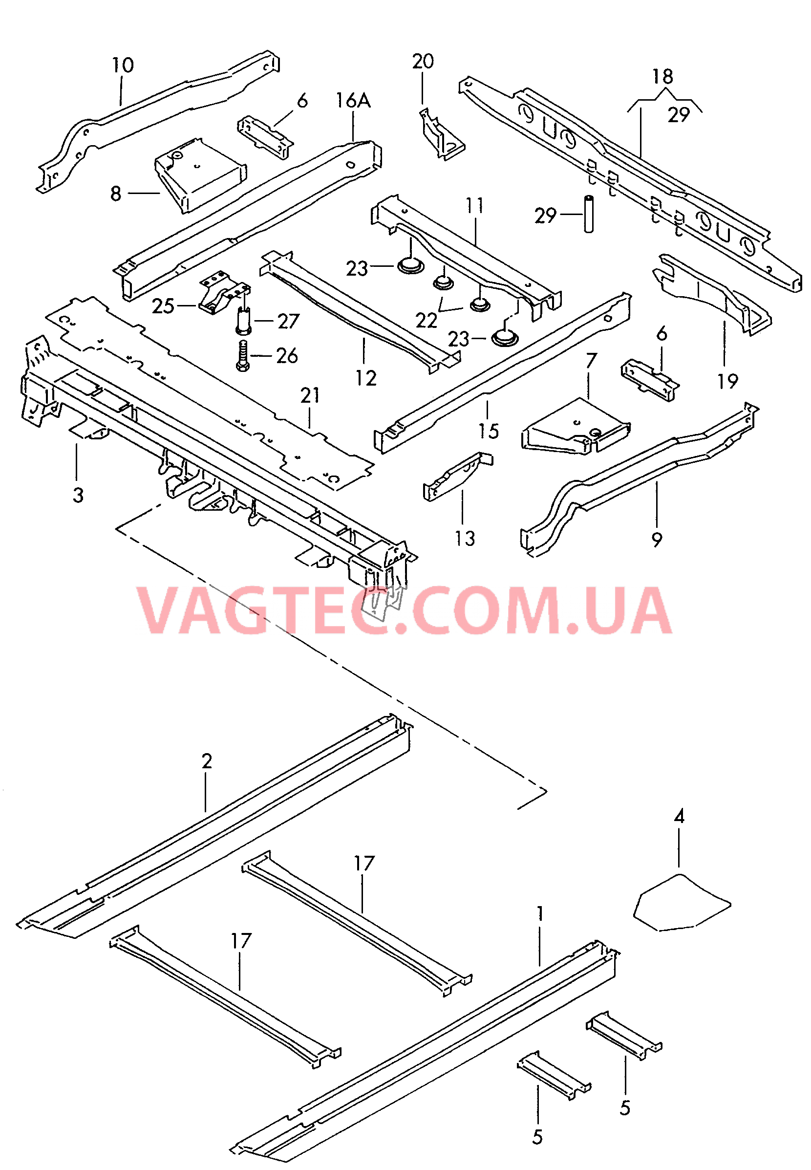 Рама Лонжерон Траверса  для VOLKSWAGEN Transporter 2003