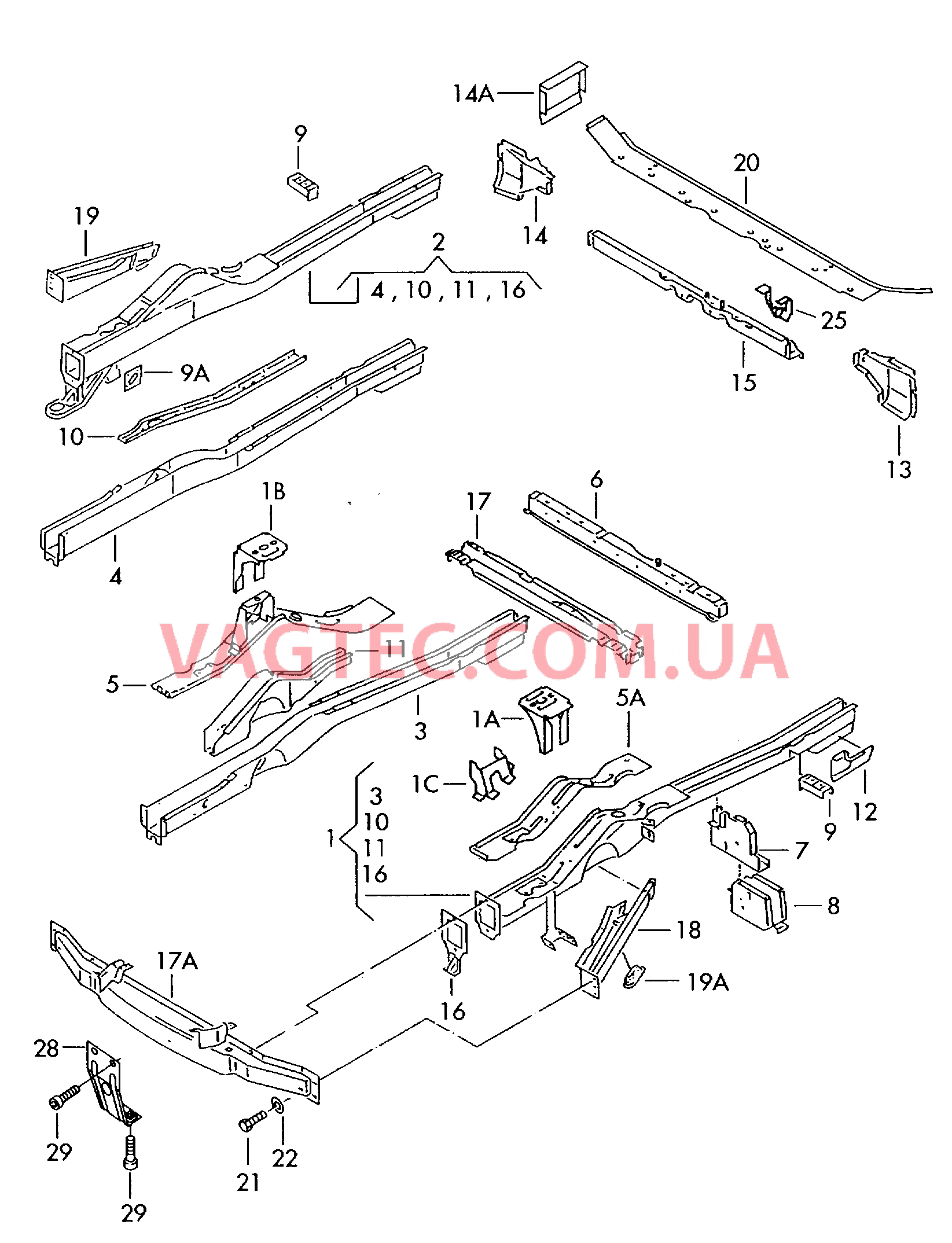 Рама Лонжерон Траверса  для VOLKSWAGEN Transporter 2003