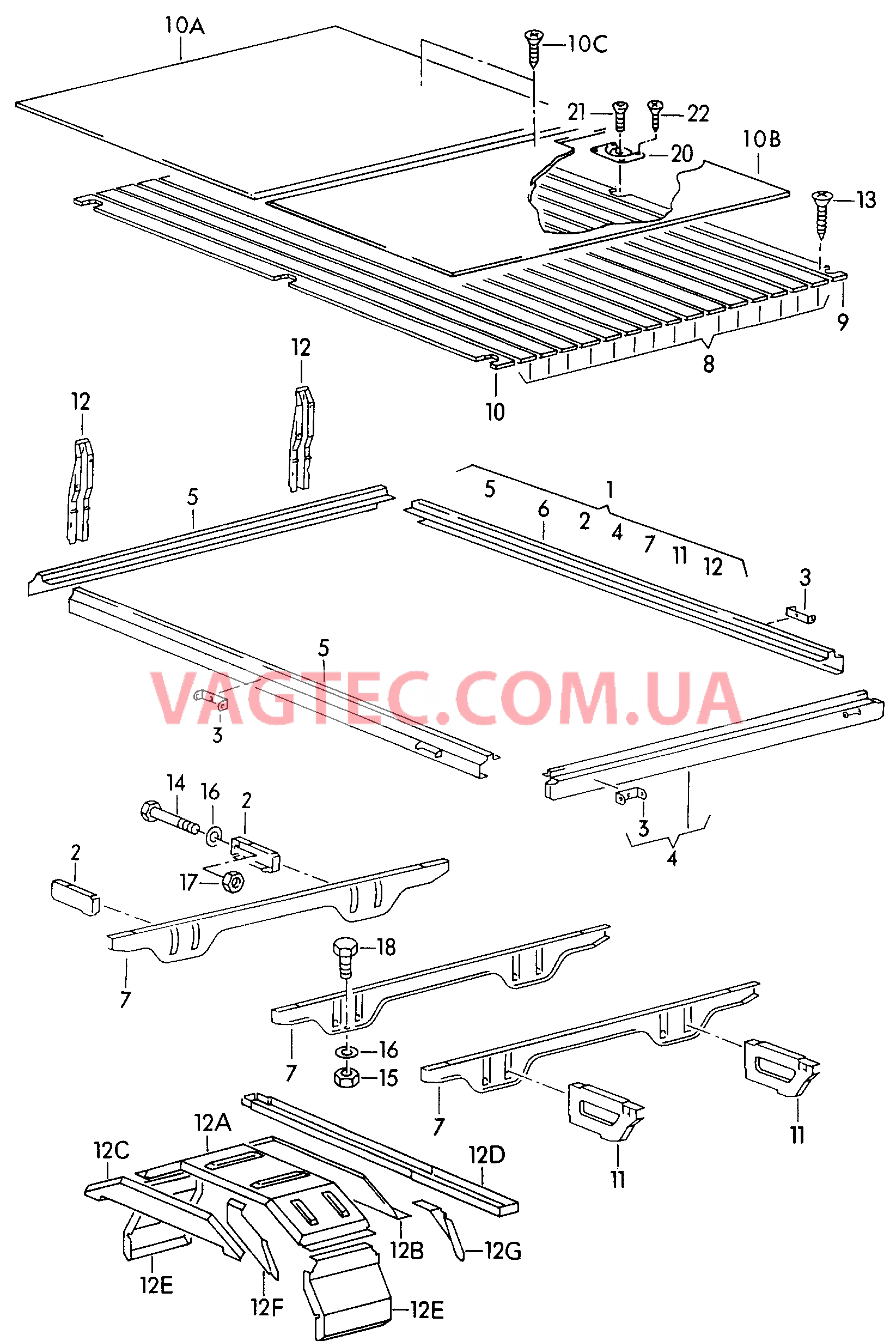 Рама пола платформы Траверса  для VOLKSWAGEN Transporter 2001