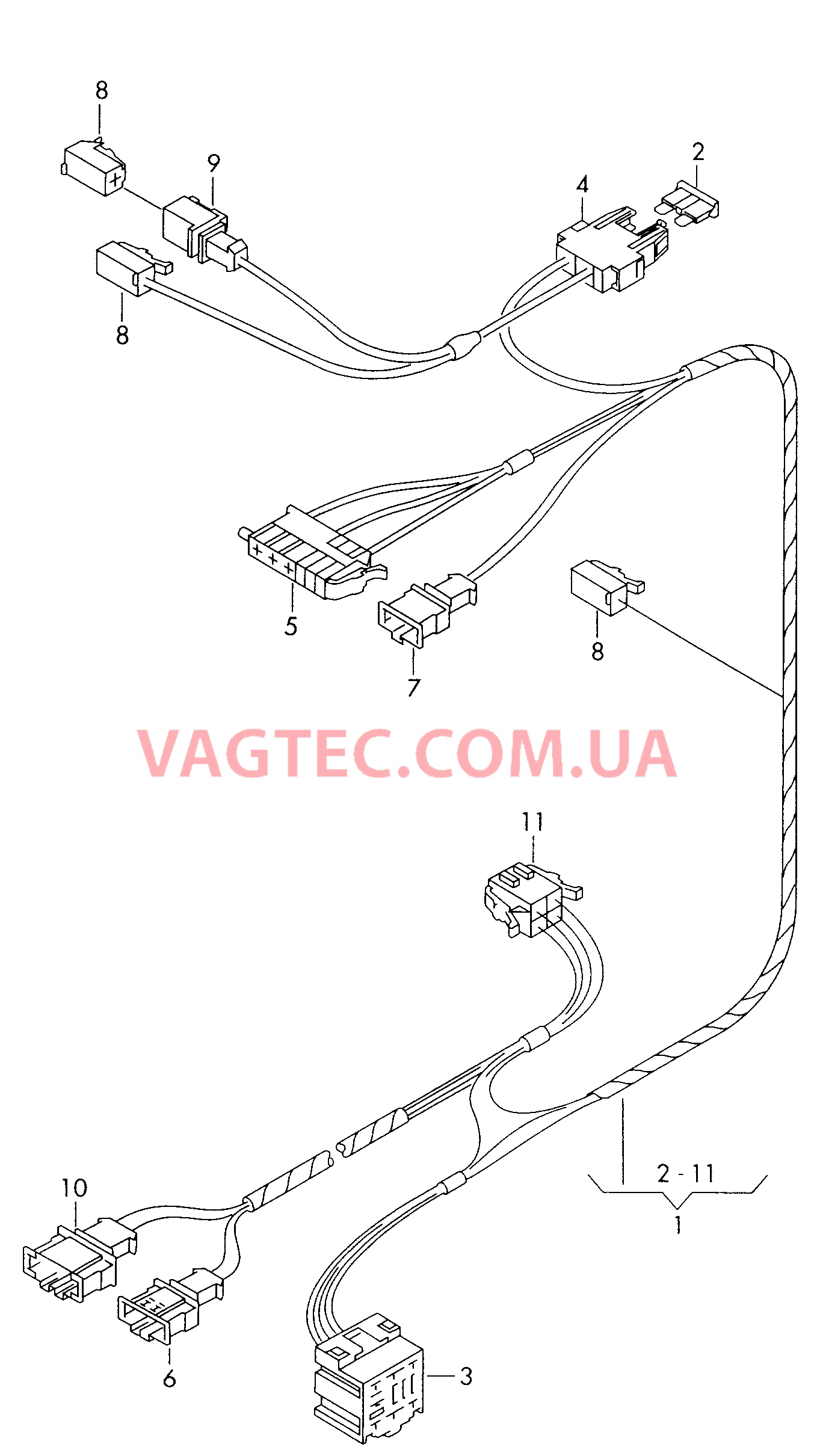 Жгут проводов для вентилятора для подвода свежего воздуха в багажный отсек и салон  для VOLKSWAGEN Transporter 2000