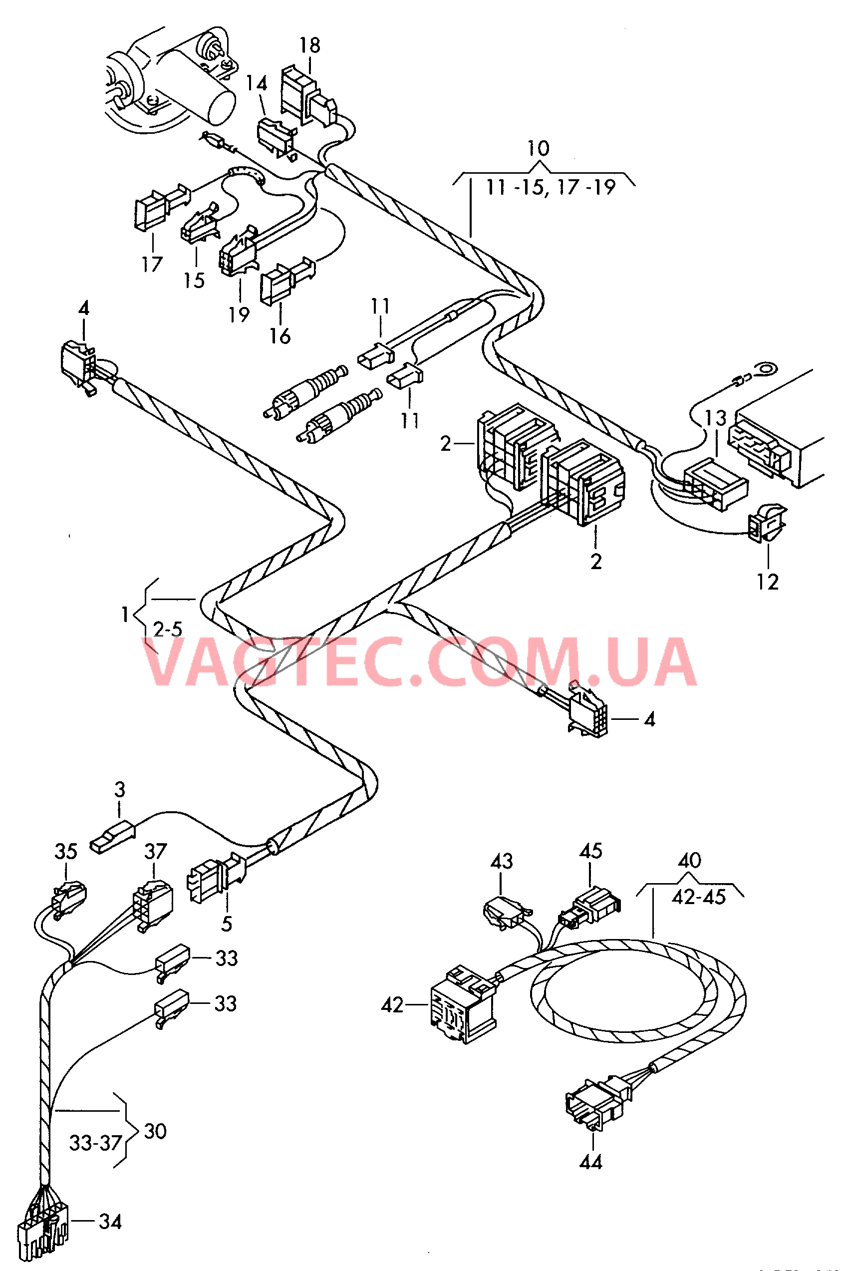 Жгут проводов подогр. сиденья Жгут проводов системы GRA F             >> 70-X-050 348* для VOLKSWAGEN Transporter 2004