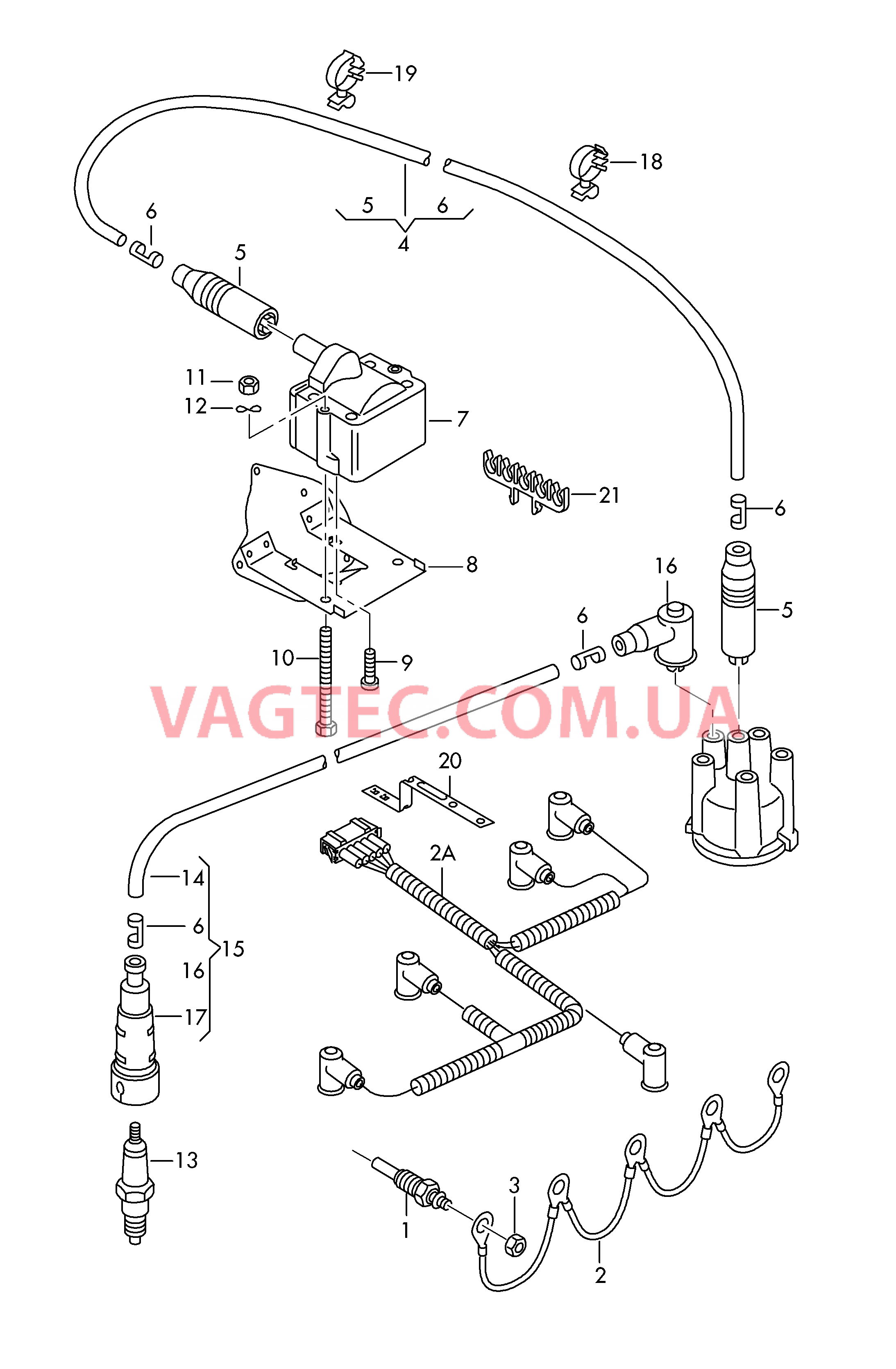 Трансформатор высок. напряжен. Провод высокого напряжения Cвеча зажигания Cвеча накаливания  для VOLKSWAGEN Transporter 2001