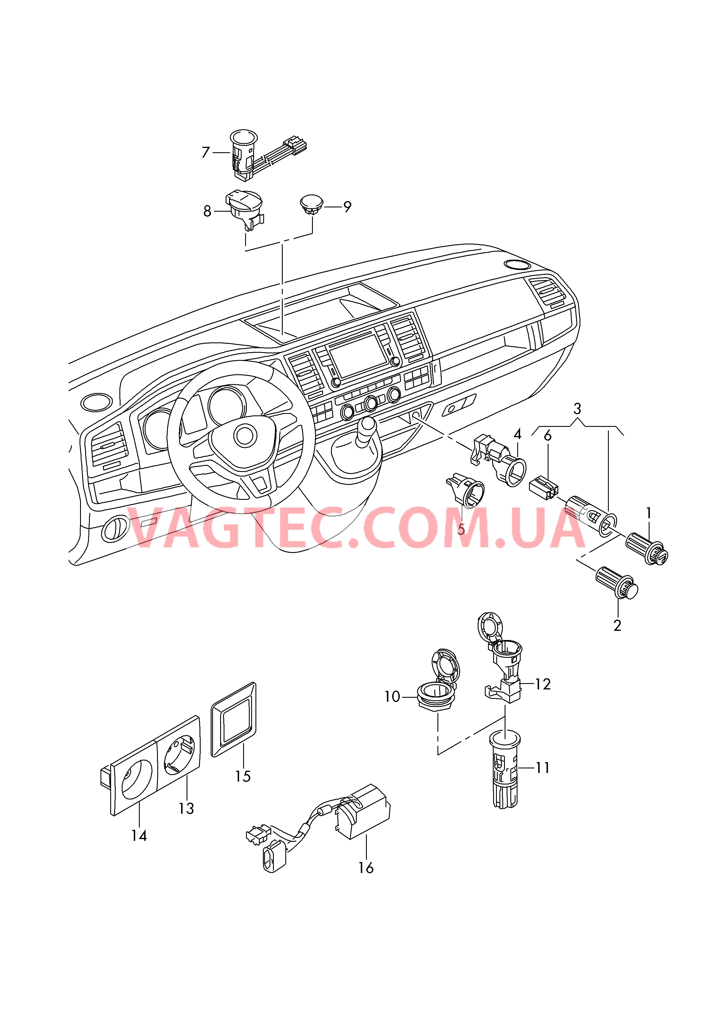 Прикуриватель Штепсельный разъем  для VOLKSWAGEN Transporter 2016