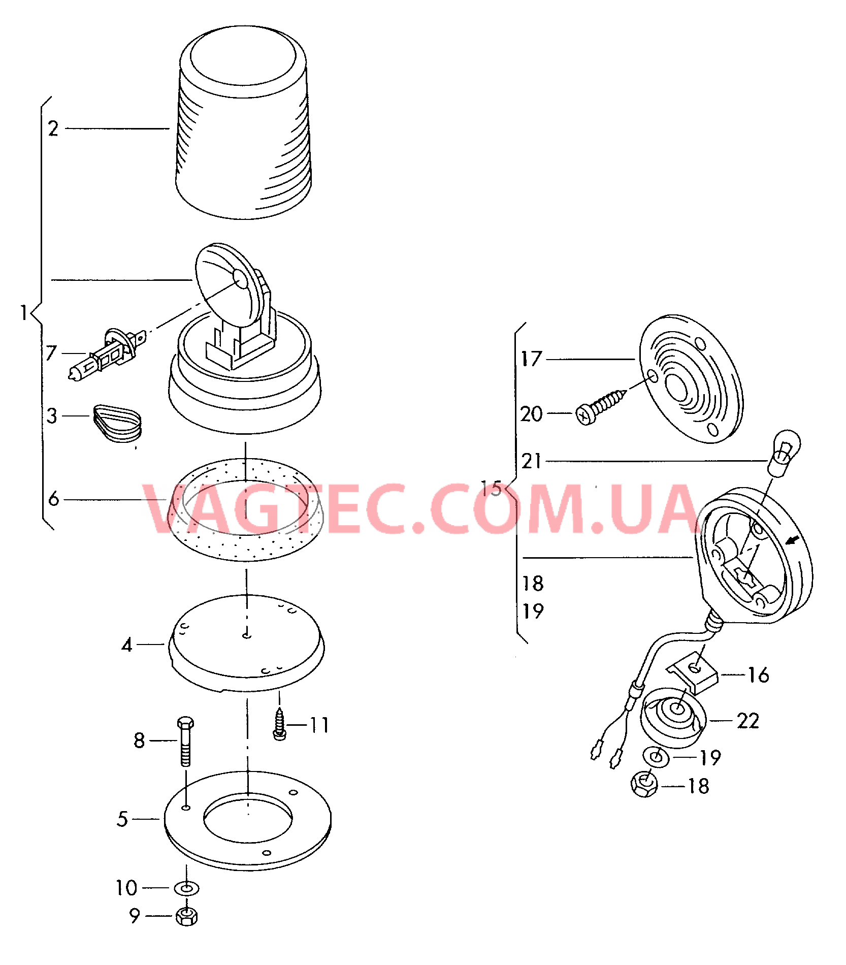 Проблесковый маячок  для VOLKSWAGEN Transporter 2003-2