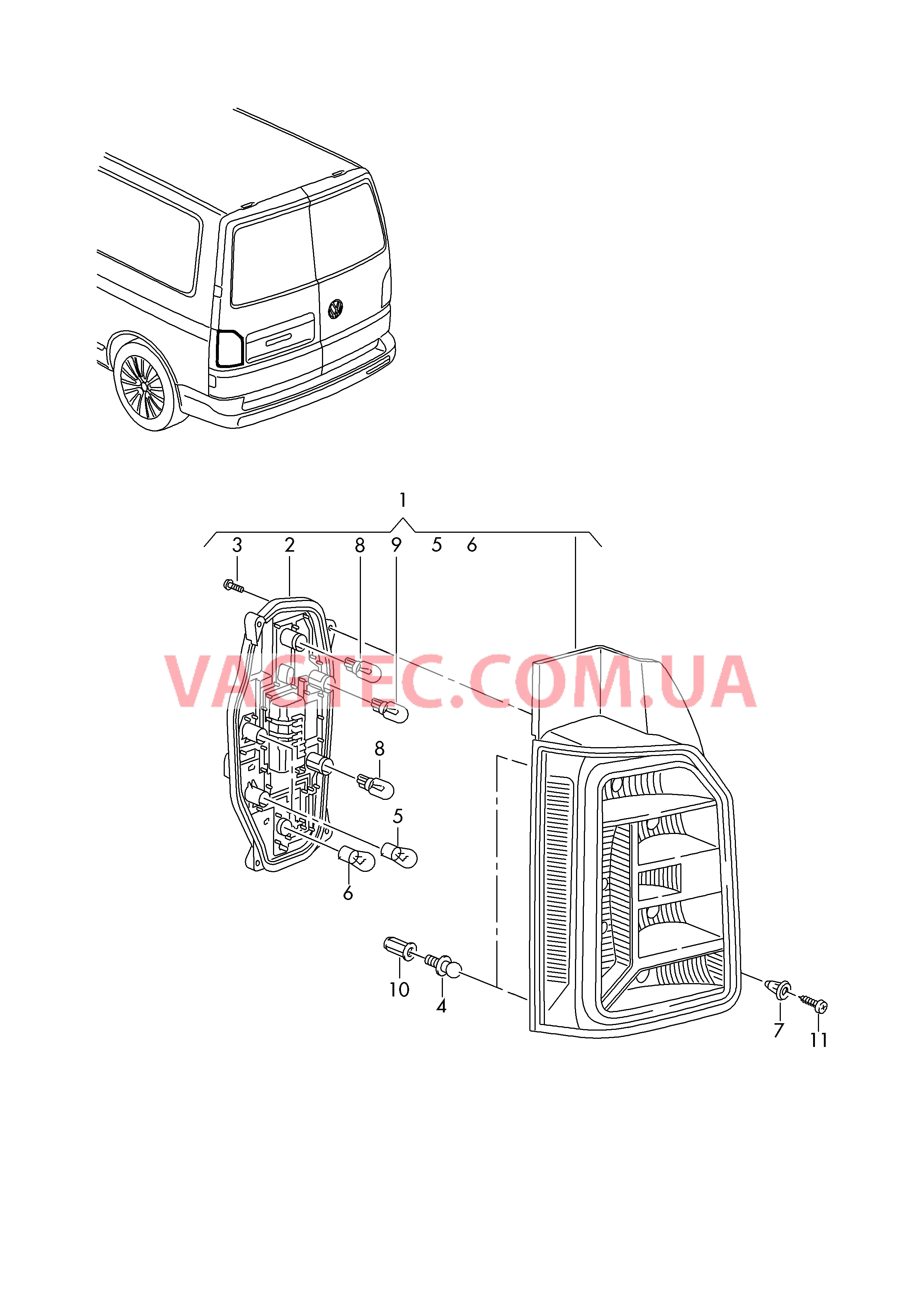 Задний фонарь для а/м с распашной дверью  для VOLKSWAGEN Transporter 2017