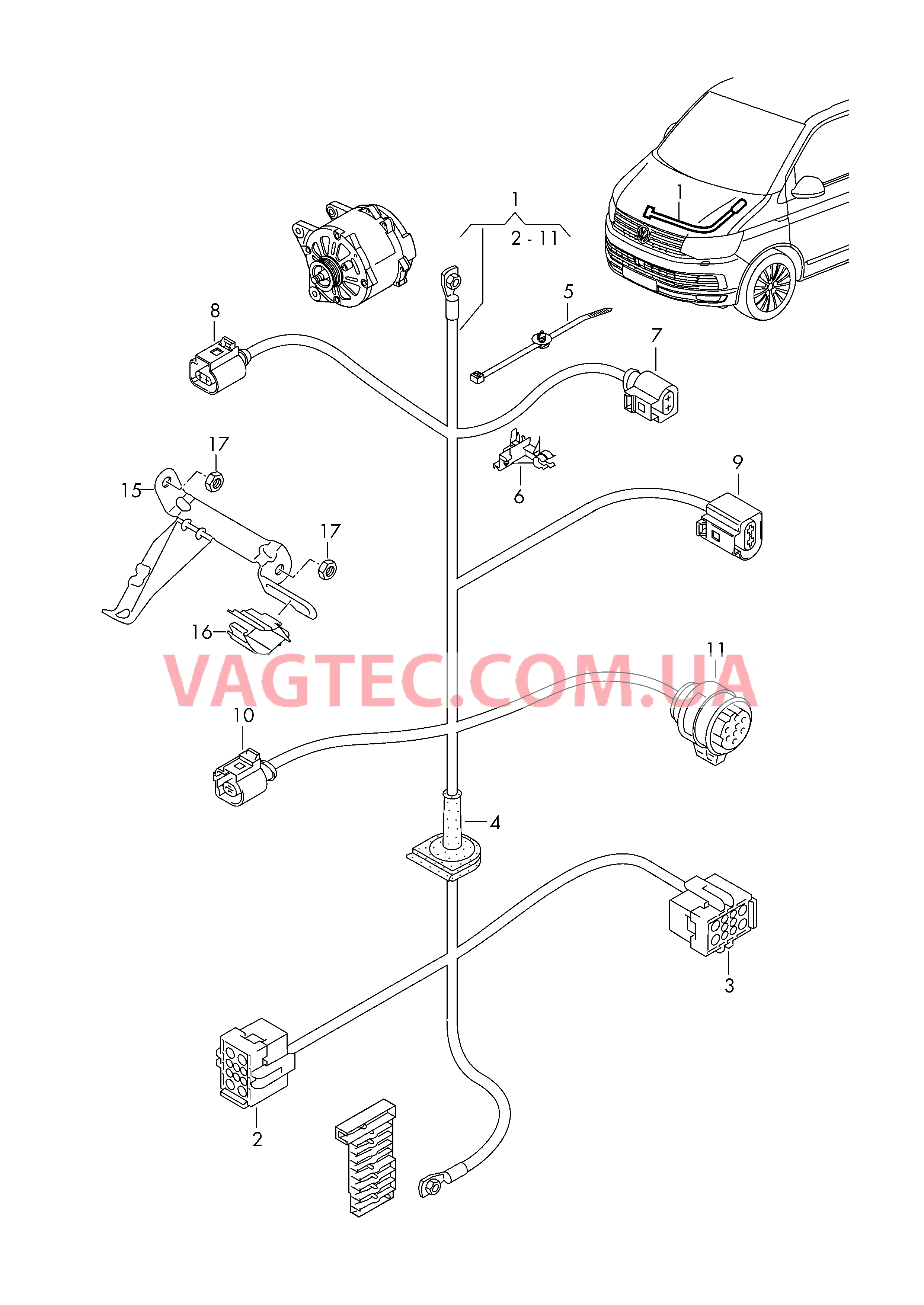 Жгут проводов для двигателя и генератора  для VOLKSWAGEN Transporter 2016