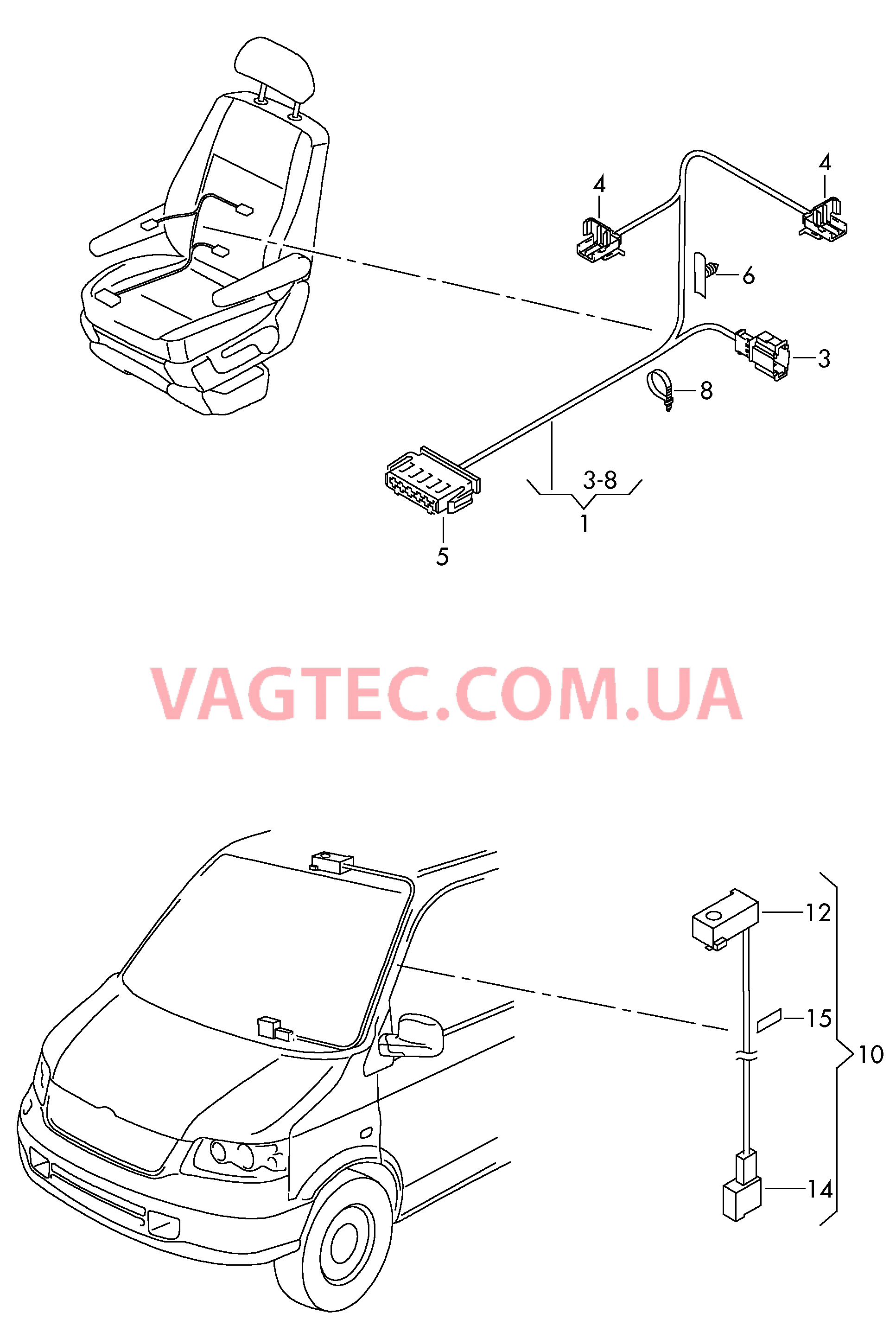 Кабель-адаптер Поясничный подпор ------------------------------ Кабель-адаптер Микрофон для для устройства громкой связи  для VOLKSWAGEN Transporter 2010-2