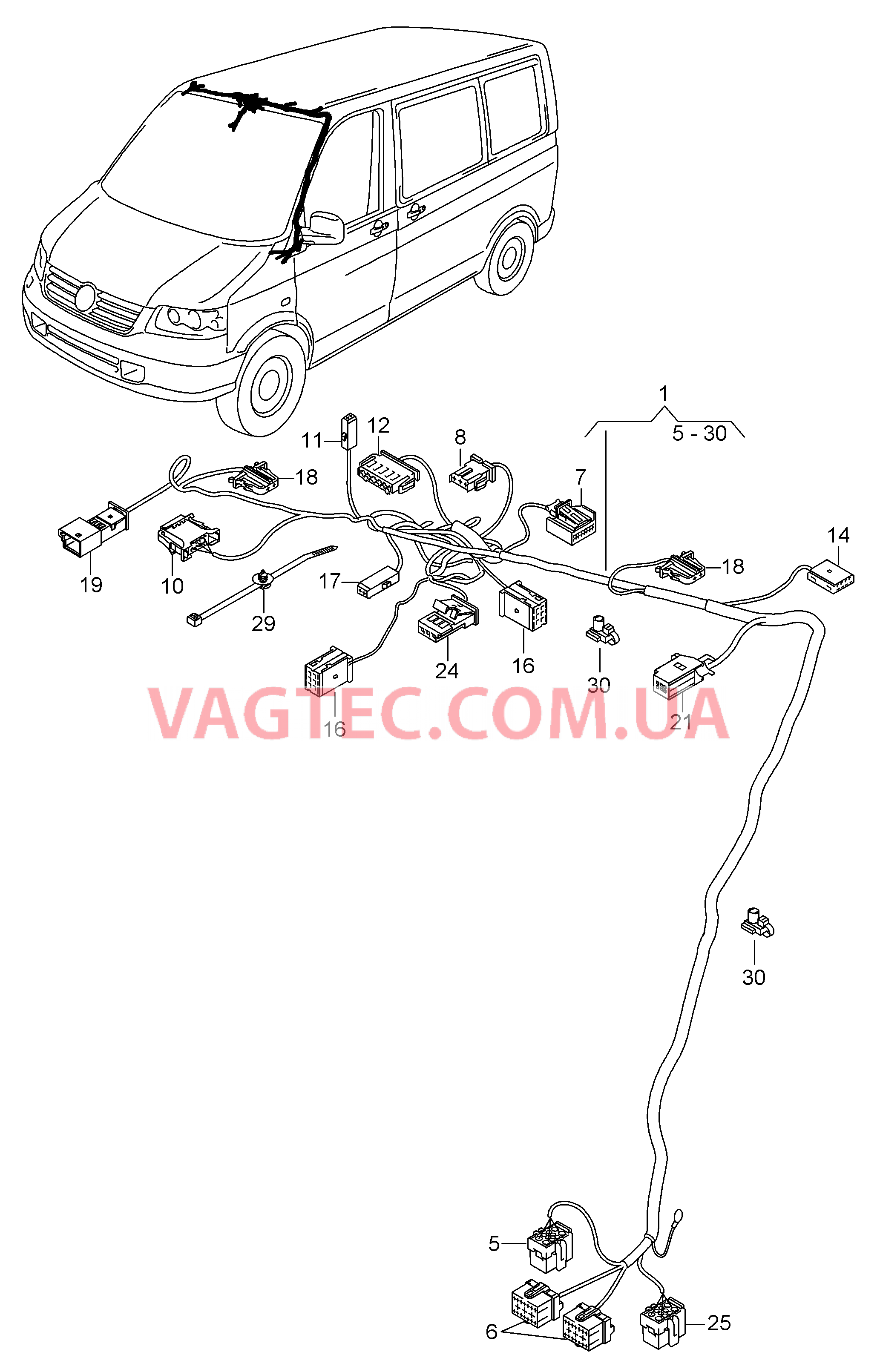 Жгут проводов крыши  для VOLKSWAGEN Transporter 2015